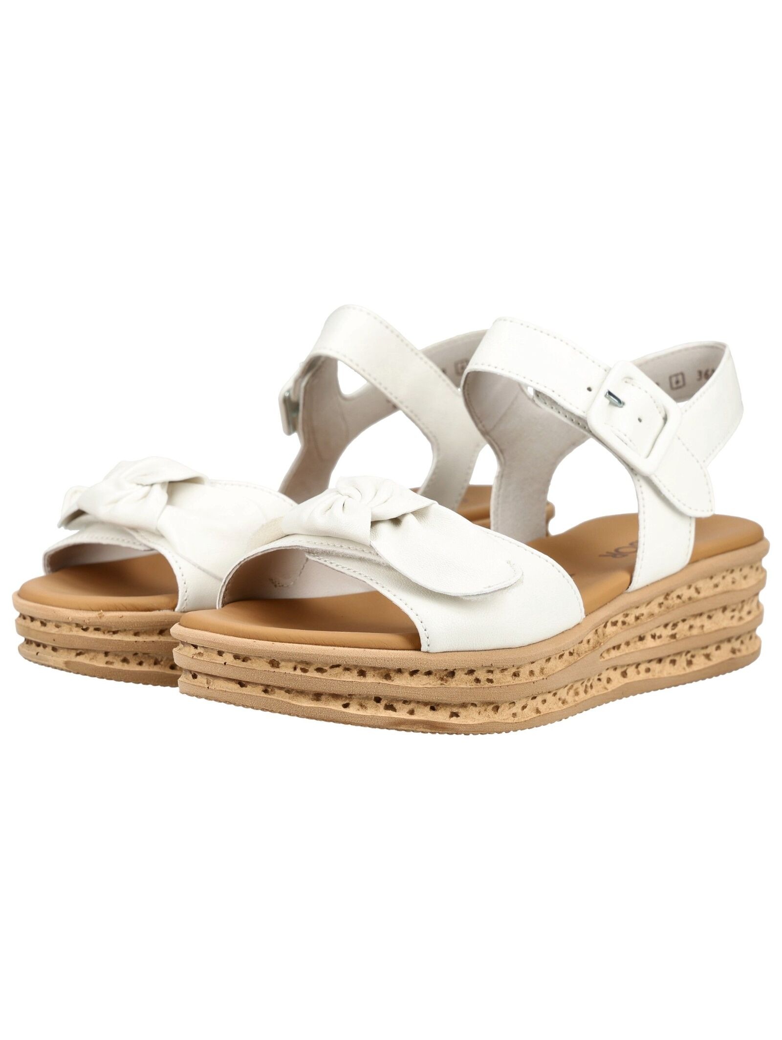 Plateausandaletten GABOR "Gabor Sandalen Leder", Damen, Gr. 40, weiß, Leder, Schuhe 6