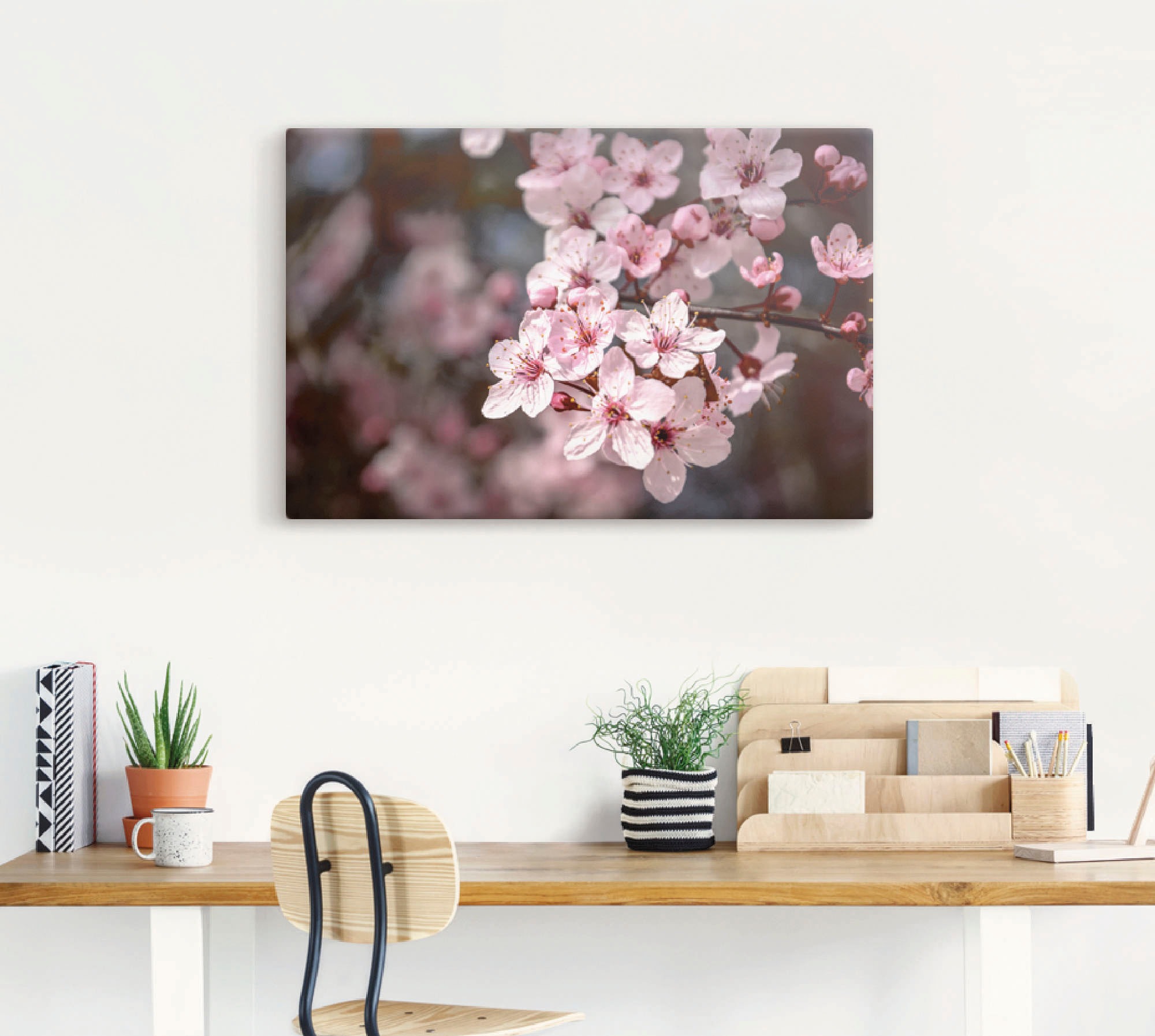 Artland Leinwandbild »Kirschblüten Nahaufnahme im Sonnenlicht«, Blumen, (1 St.), auf Keilrahmen gespannt