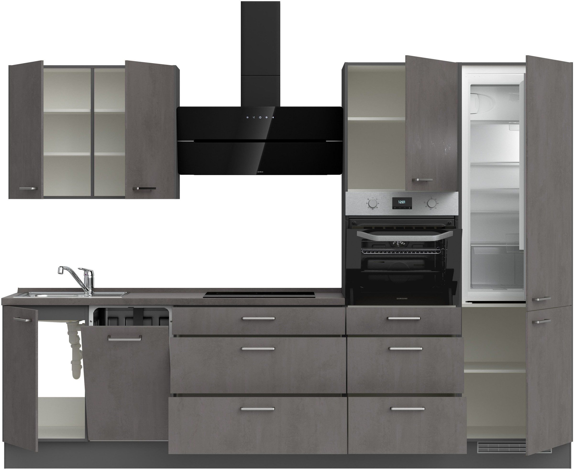 nobilia® Küchenzeile »"Riva II"«, vormontiert, Ausrichtung wählbar, Breite 300 cm, wahlw. mit E-Geräten