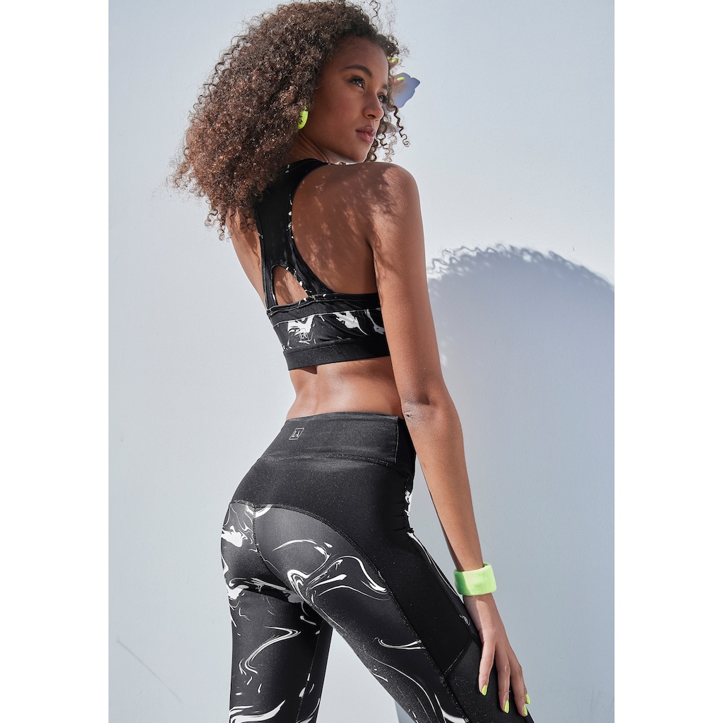 LASCANA ACTIVE Funktionsshirt »-Sporttop Black Marble«, mit Racerback und Mesh