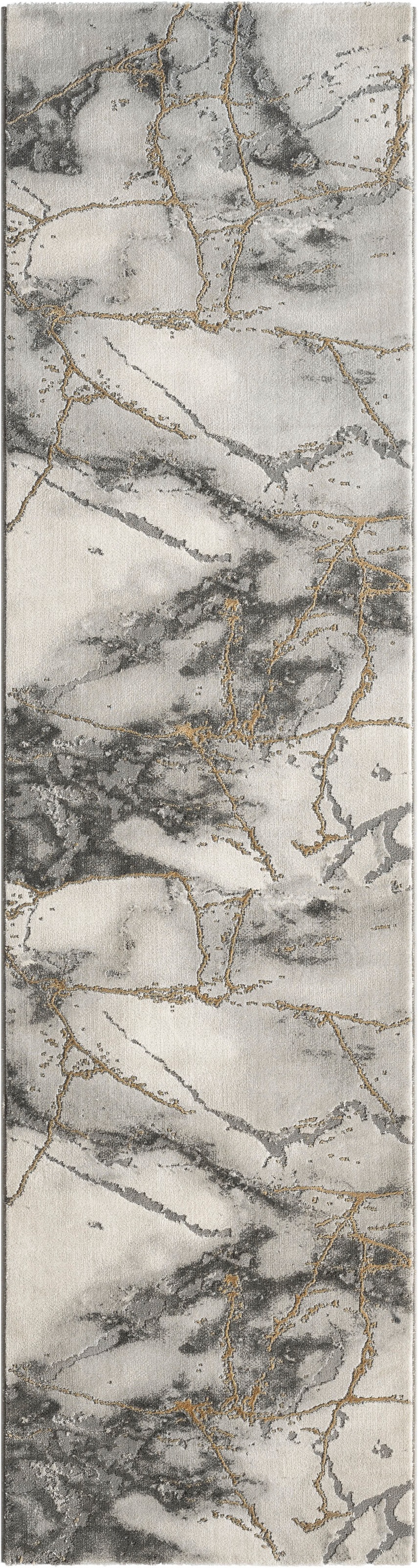 Läufer OTTO HOME "Juliet" Gr. 18, gold (goldfarben), B:80cm H:12mm L:300cm, Kunstfaser, Teppiche, Läufer, modernes Marmor-Design, Läufer, Brücke, Kurzflor, pflegeleicht