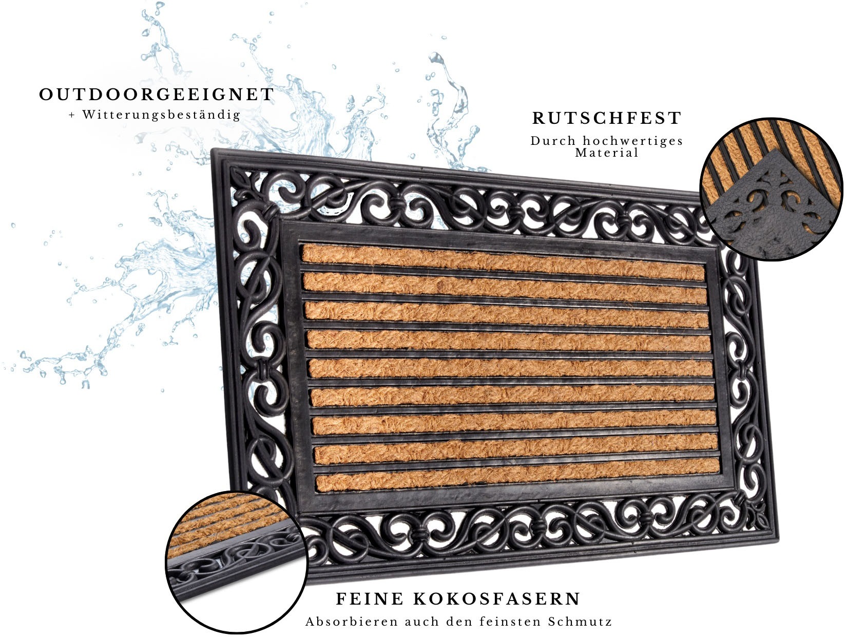 HANSE Home Fußmatte "Mix Mats Gummi Kokos Panama, Türmatte" rechteckig 8 mm günstig online kaufen