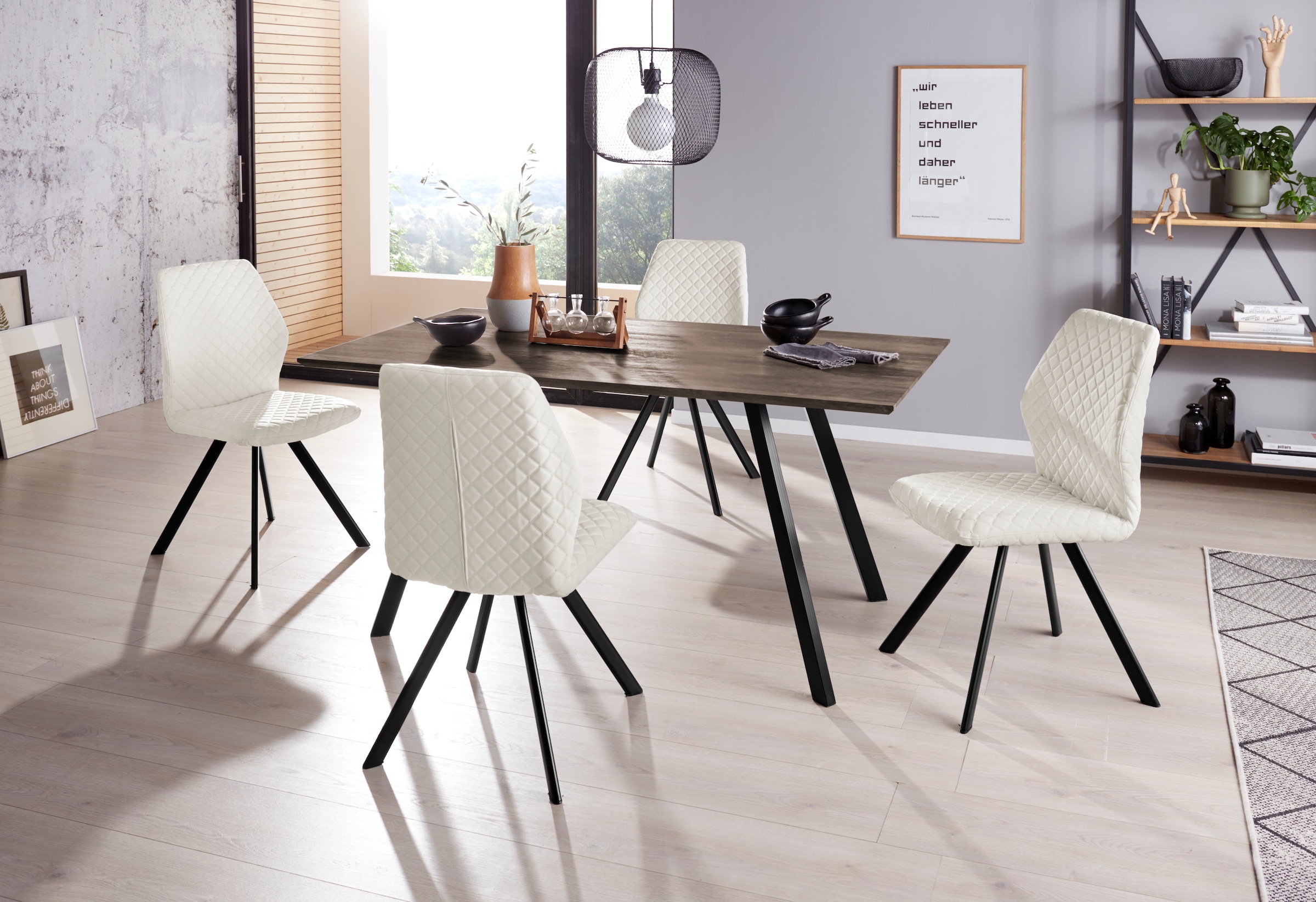 INOSIGN Essgruppe "Tristan & Isobel" 5 Stk. tlg. Stühle mit Rautensteppung günstig online kaufen