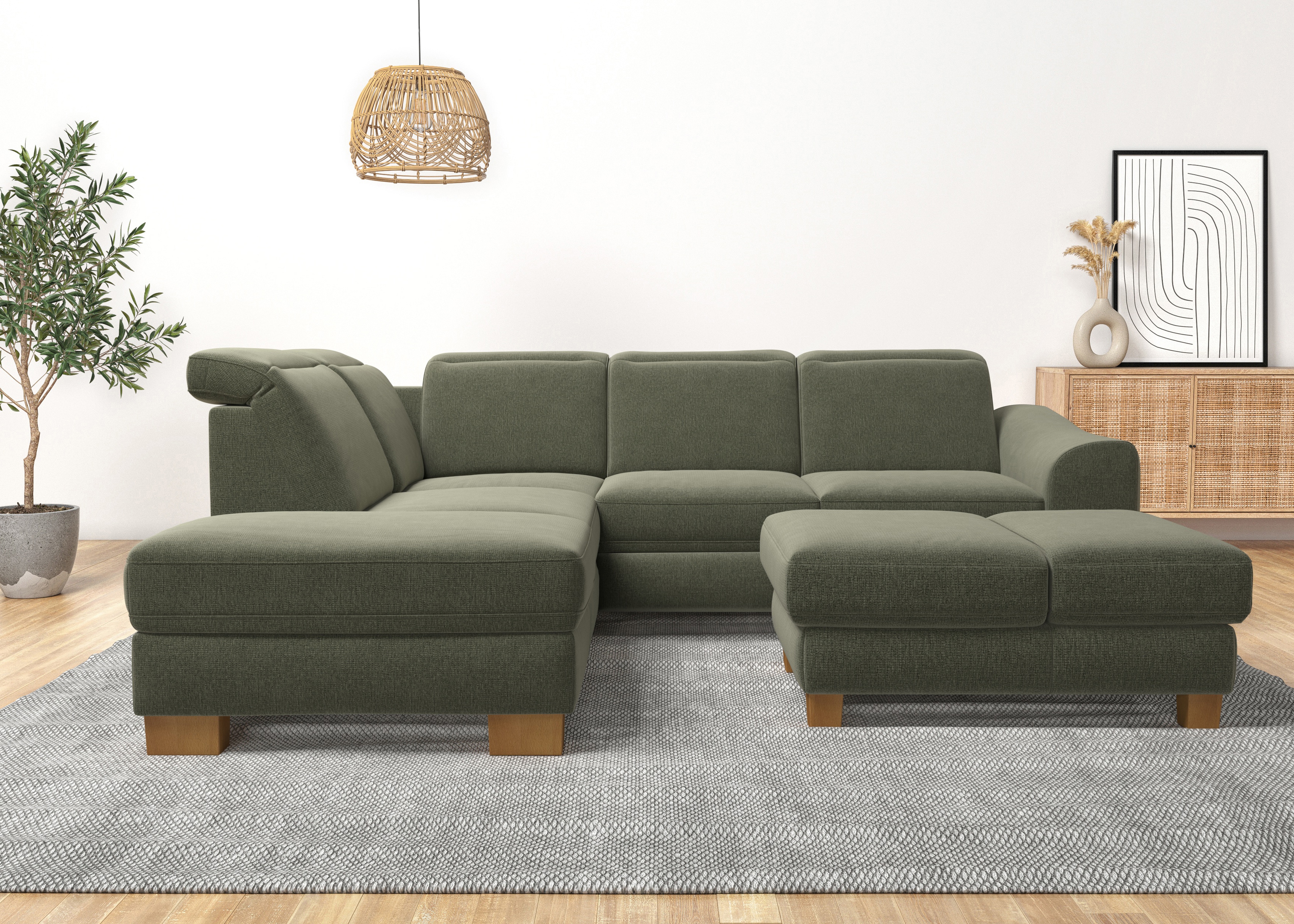 Home affaire Ecksofa "Dundee L-Form" wahlweise mit Kopfteilverstellung und zusätzlich mit Schlaffunktion