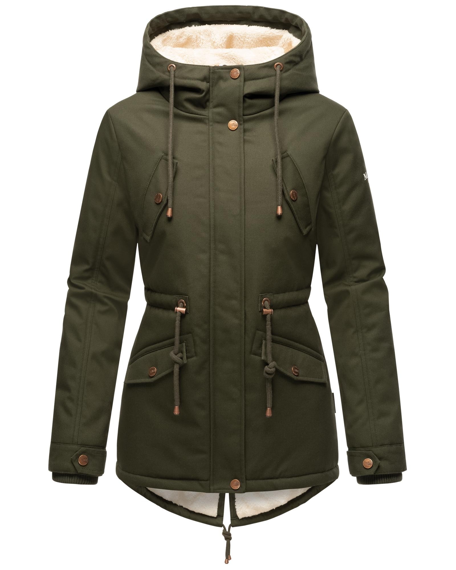 Marikoo Winterjacke »Manolya«, mit Kapuze, stylischer Kurzmantel mit weichem Teddyfell-Futter