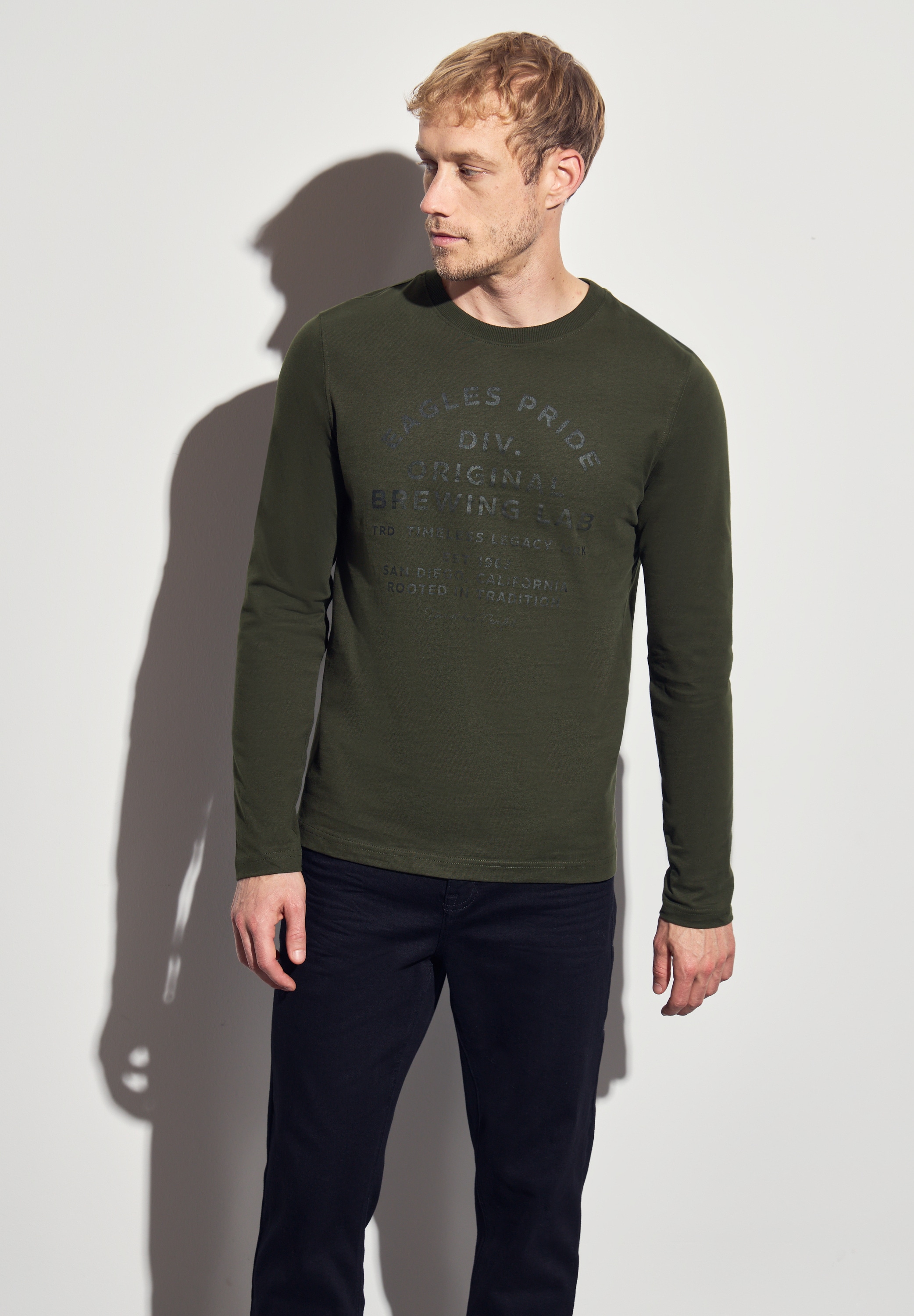 STREET ONE MEN Langarmshirt, aus reiner Baumwolle günstig online kaufen