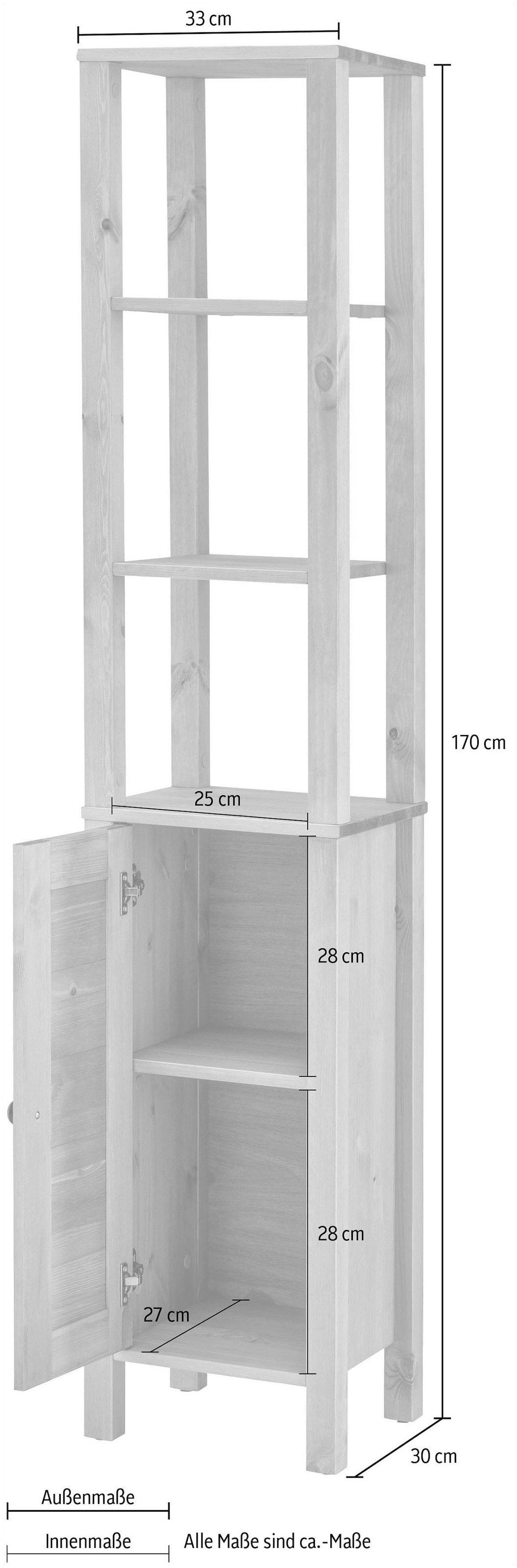 Home affaire Hochschrank »Ayanna«, Badschrank aus Massivholz, FSC®, Breite 33 cm, Höhe 170 cm