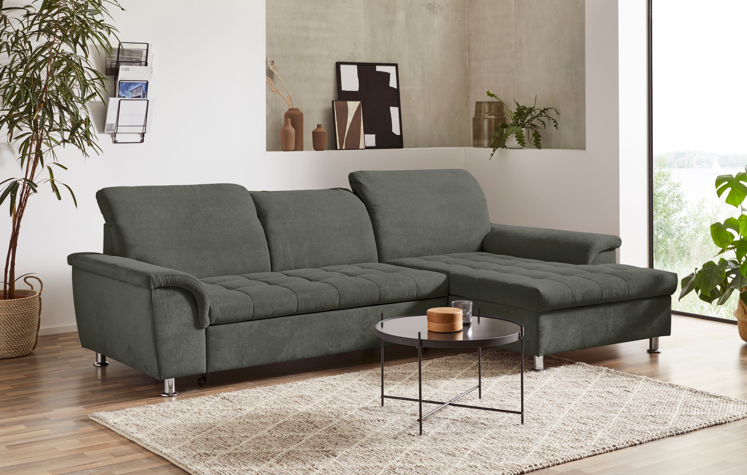 DOMO collection Ecksofa "Franzi L-Form", wahlweise mit Kopfteilverstellung günstig online kaufen