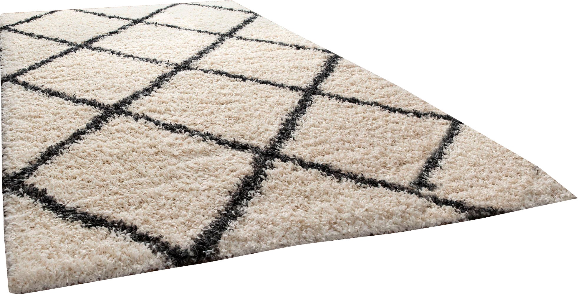 Paco Home Hochflor-Teppich »Kalmar 441«, rechteckig, 40 mm Höhe, Scandi Design, Rauten Muster, weich & kuschelig