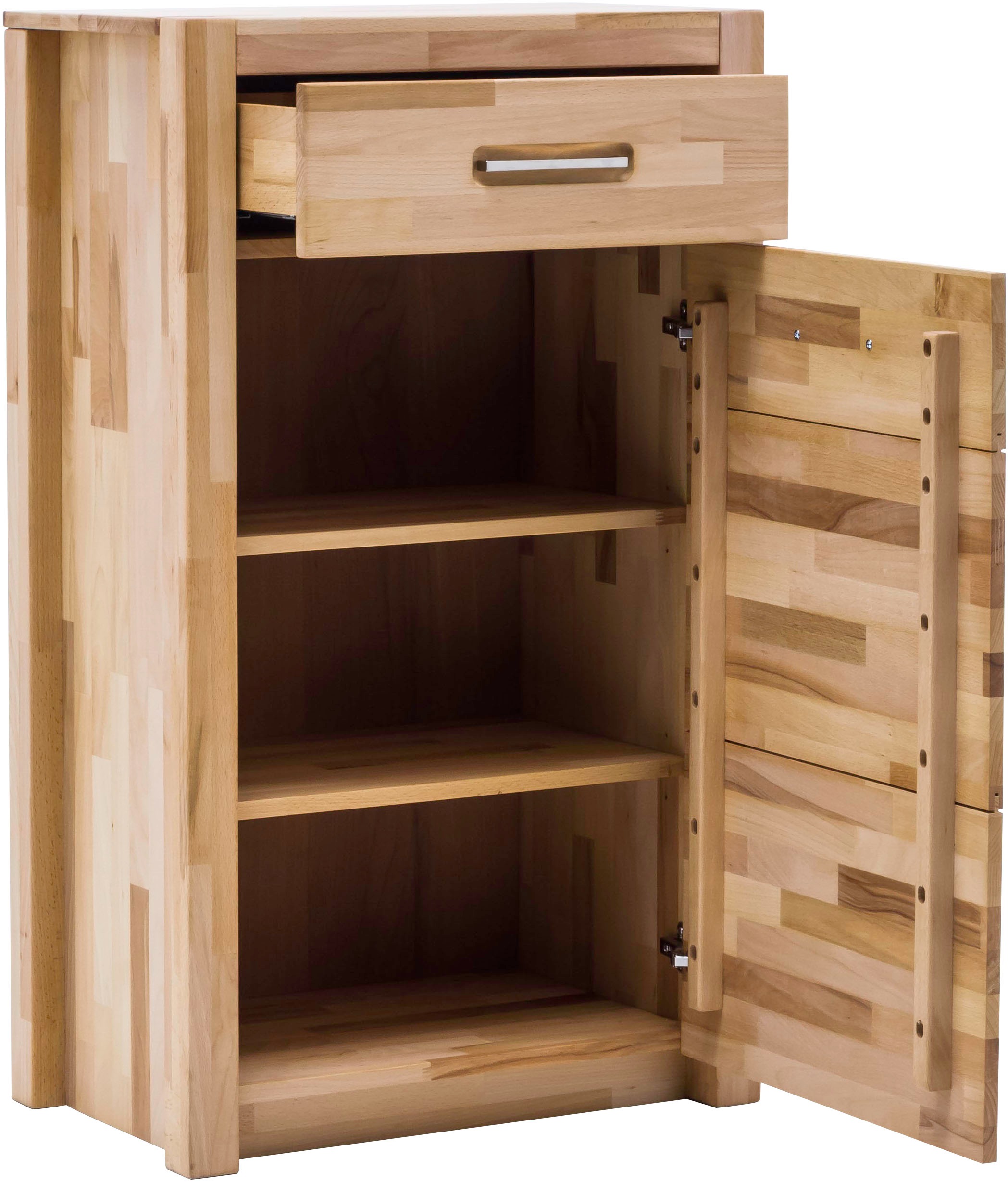 MCA living Garderobenschrank »Fenja Kommode, Schrank, Drehtürenschrank - Höhe 112 cm«, (1 St.), Massivholz, Kernbuche, 1 Tür, 1 Schubkasten, Breite 66 cm