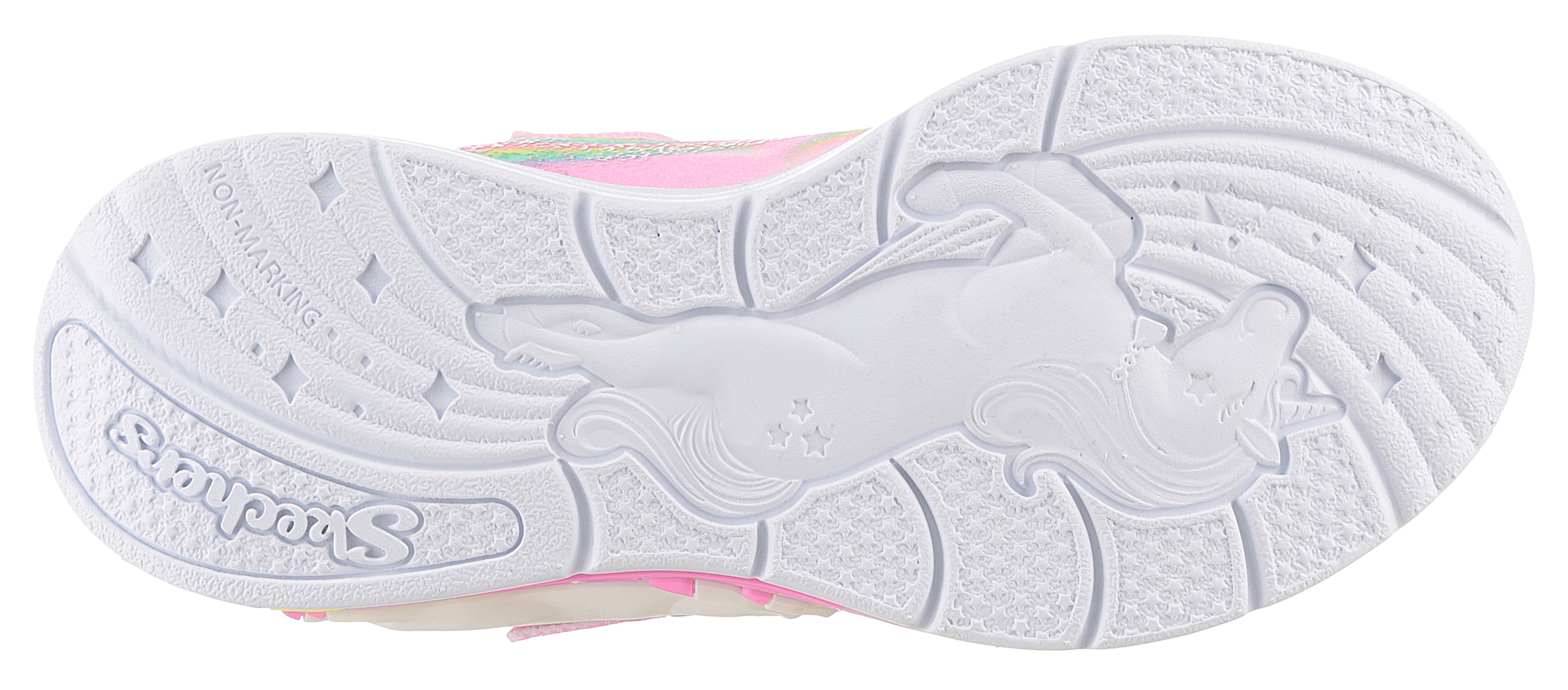 Skechers Kids Sneaker »UNICORN CHASER«, Glitzer,-Blinkschuh zum Schlupfen, Größenschablone zum Download