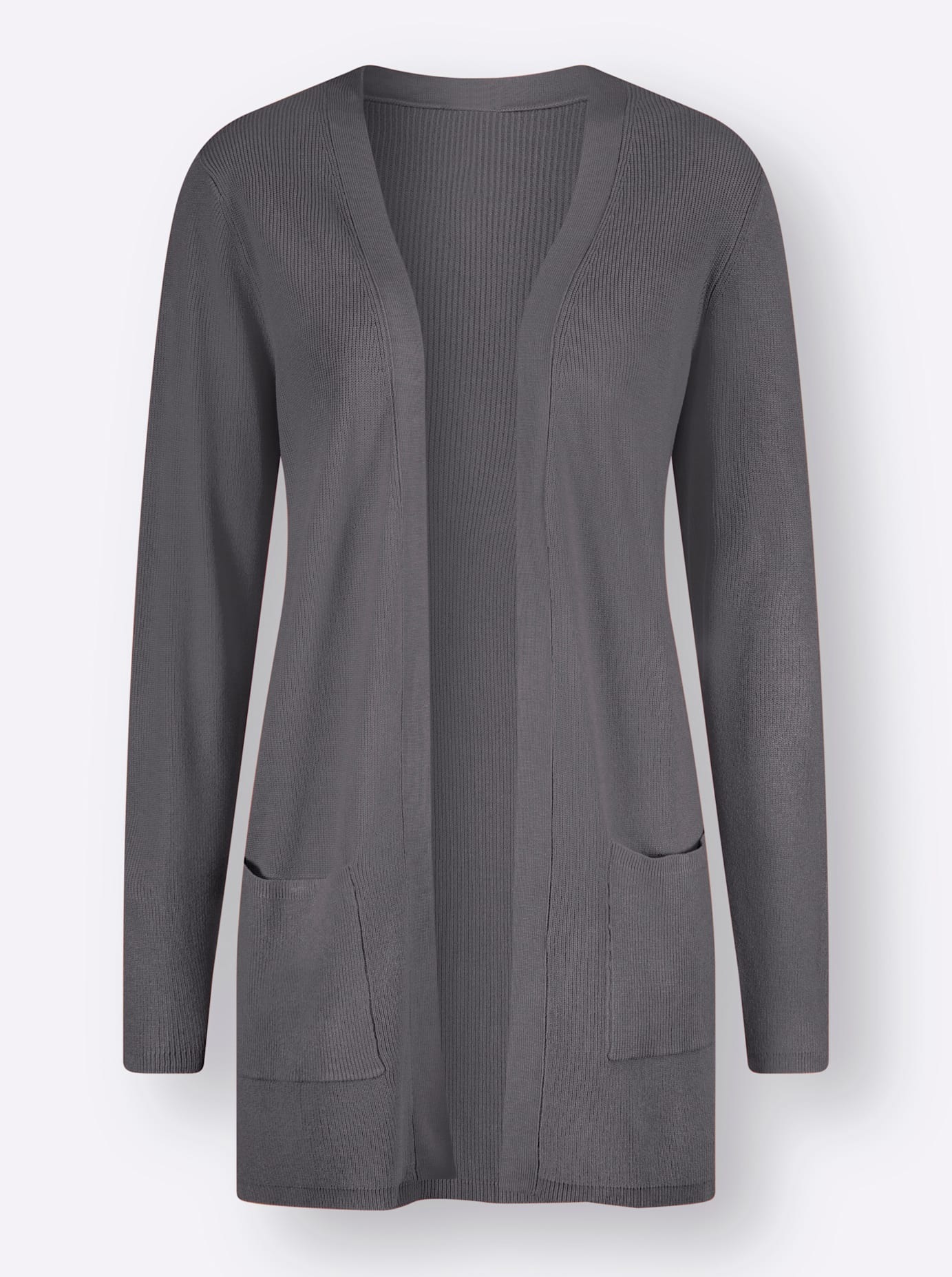 Strickjacke CLASSIC BASICS, Damen, Gr. 52, grau (anthrazit), unifarben, Strickjacken Strickjacke 3