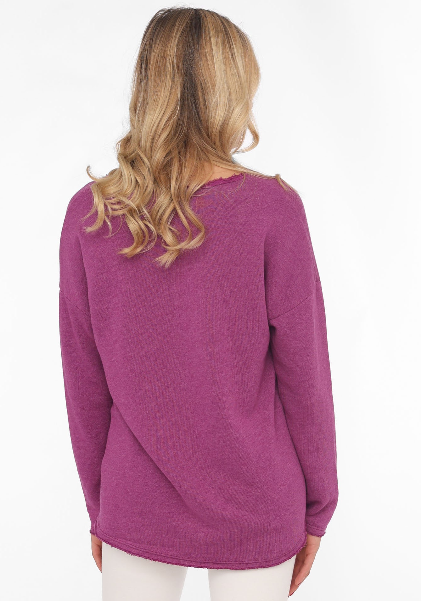 Zwillingsherz Sweatshirt »"Positive Mind"«, Mit V-Ausschnitt im Used Look und Stempeldruck