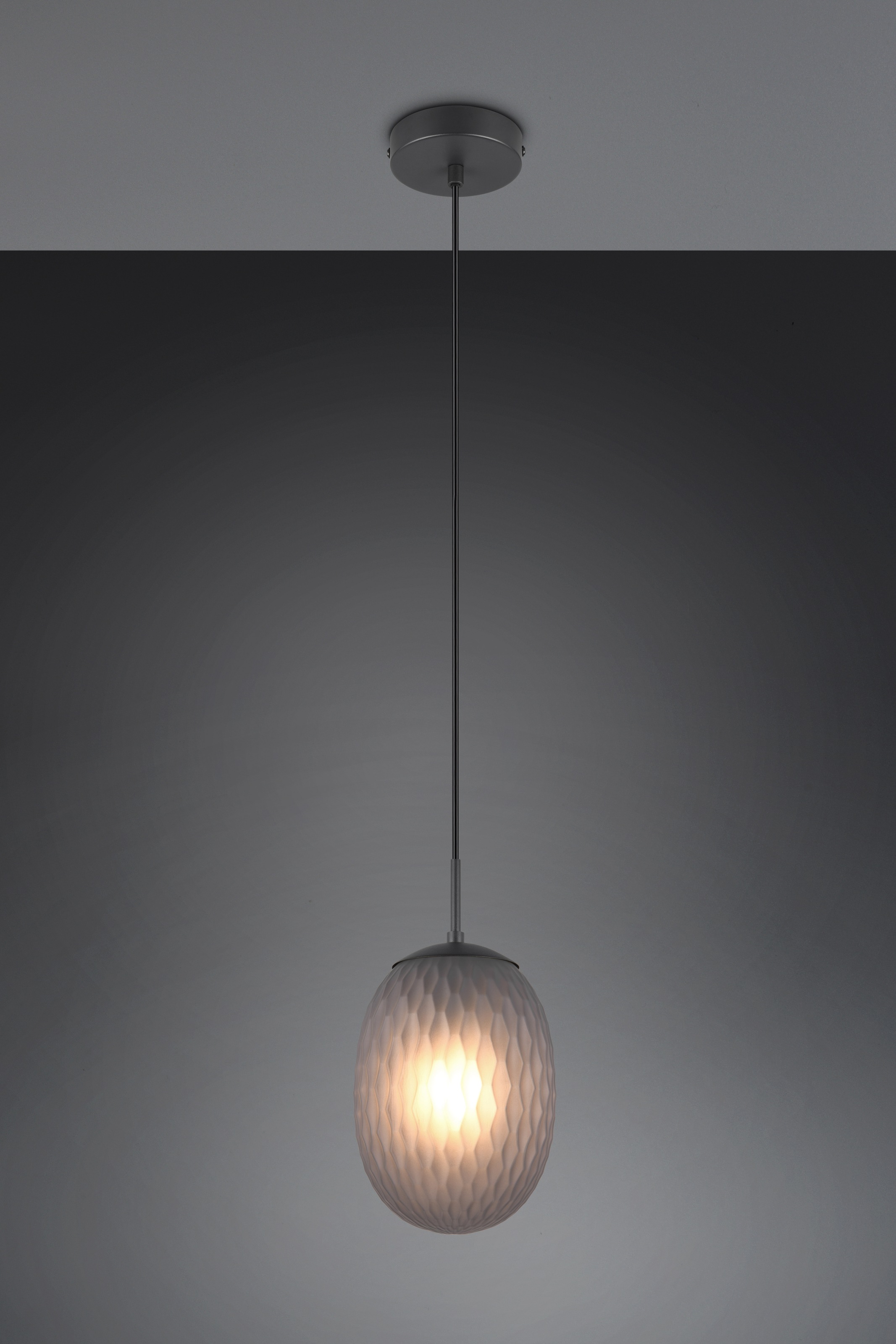 TRIO Leuchten Pendelleuchte »FACETTE, Hängeleuchte mit facettiertem Glasschirm in rauchgrau Ø 18cm« E27 1 Stk. warmweiß - kaltweiß exkl. Leuchtmittel E27 max 25W, Höhe einstellbar max 150cm