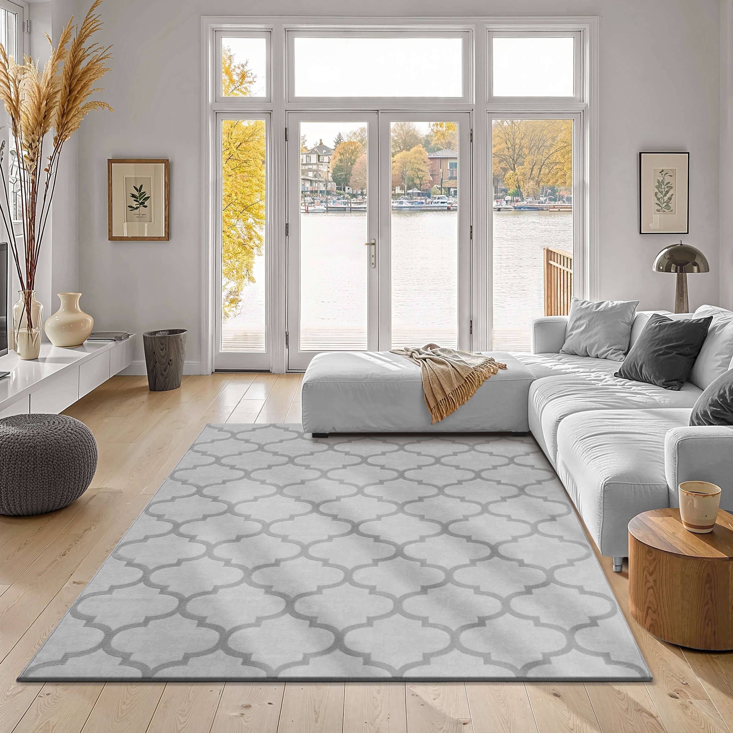 Teppich THE CARPET "Knight", grau, B:160cm H:12mm L:230cm, Polyester, Teppiche, Teppich, moderner Wohnzimmer Teppich elegant glänzender Flor