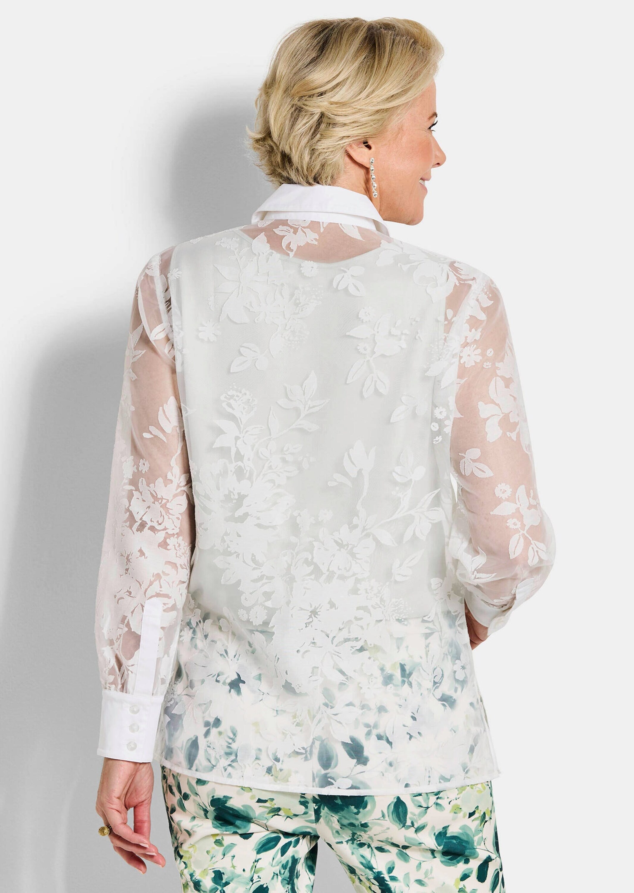 GOLDNER Hemdbluse »Hemdbluse mit floralem Muster« florale Ausbrennerware