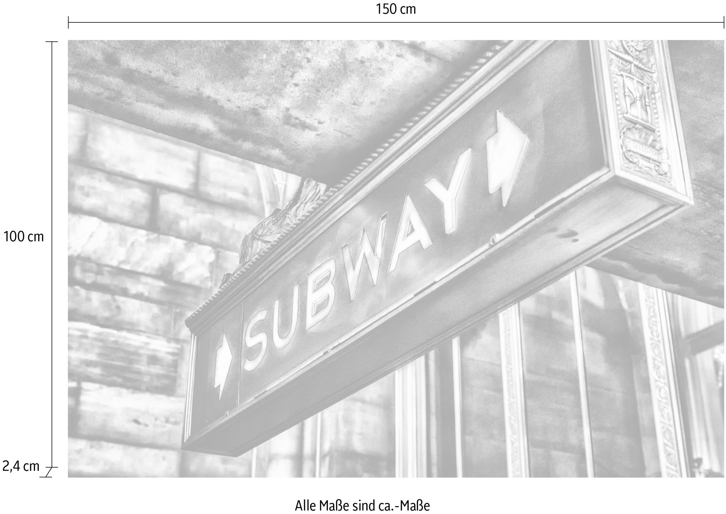 queence Acrylglasbild »SUBWAY Schild«, Elemente der Architektur-Schriftzug-Schwarz-Weiß-Schilder, Fine Art-Print in Galeriequalität
