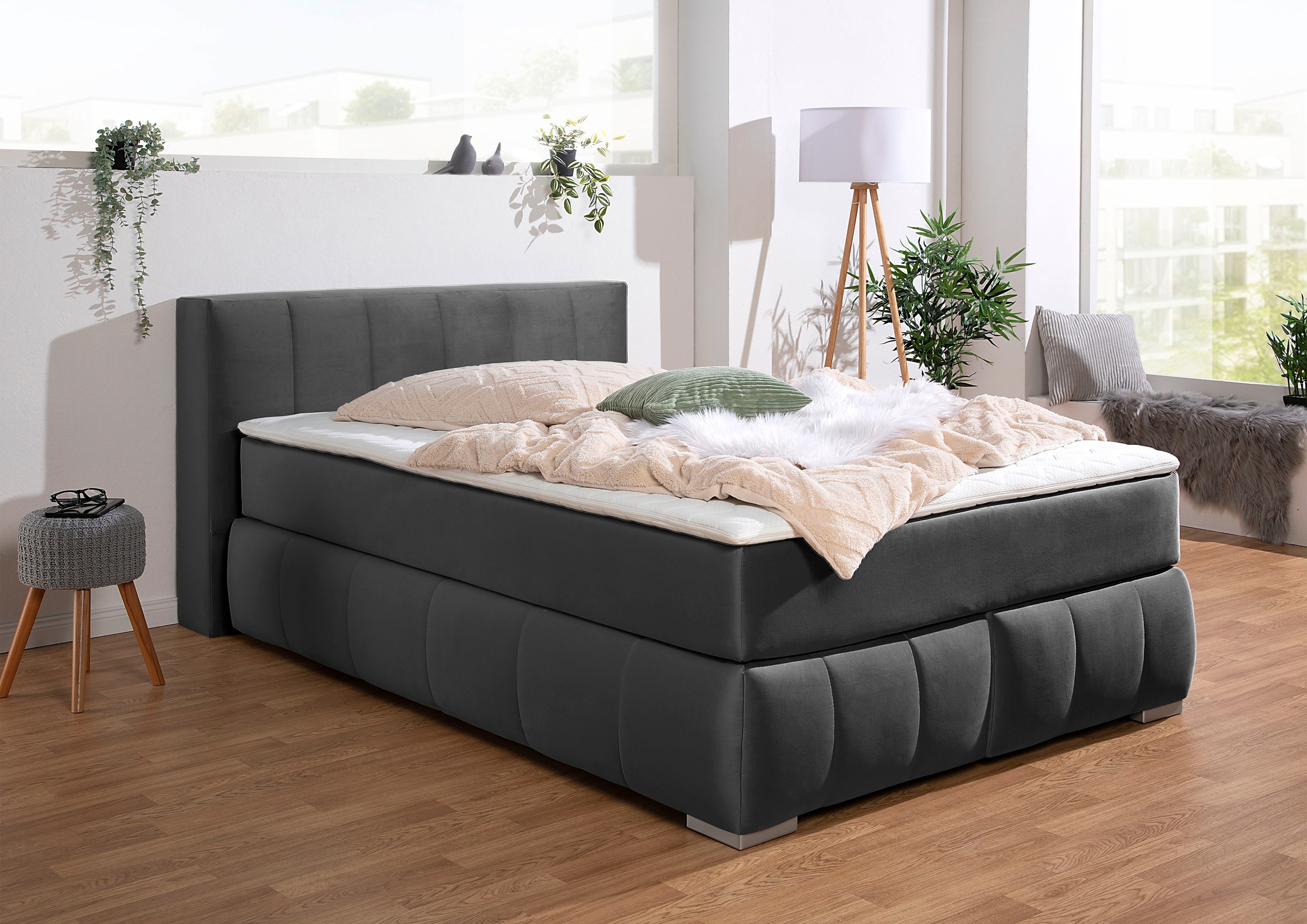 Home affaire Boxspringbett "Chelles" inkl. Topper, in XXL- Überlänge 220 cm günstig online kaufen