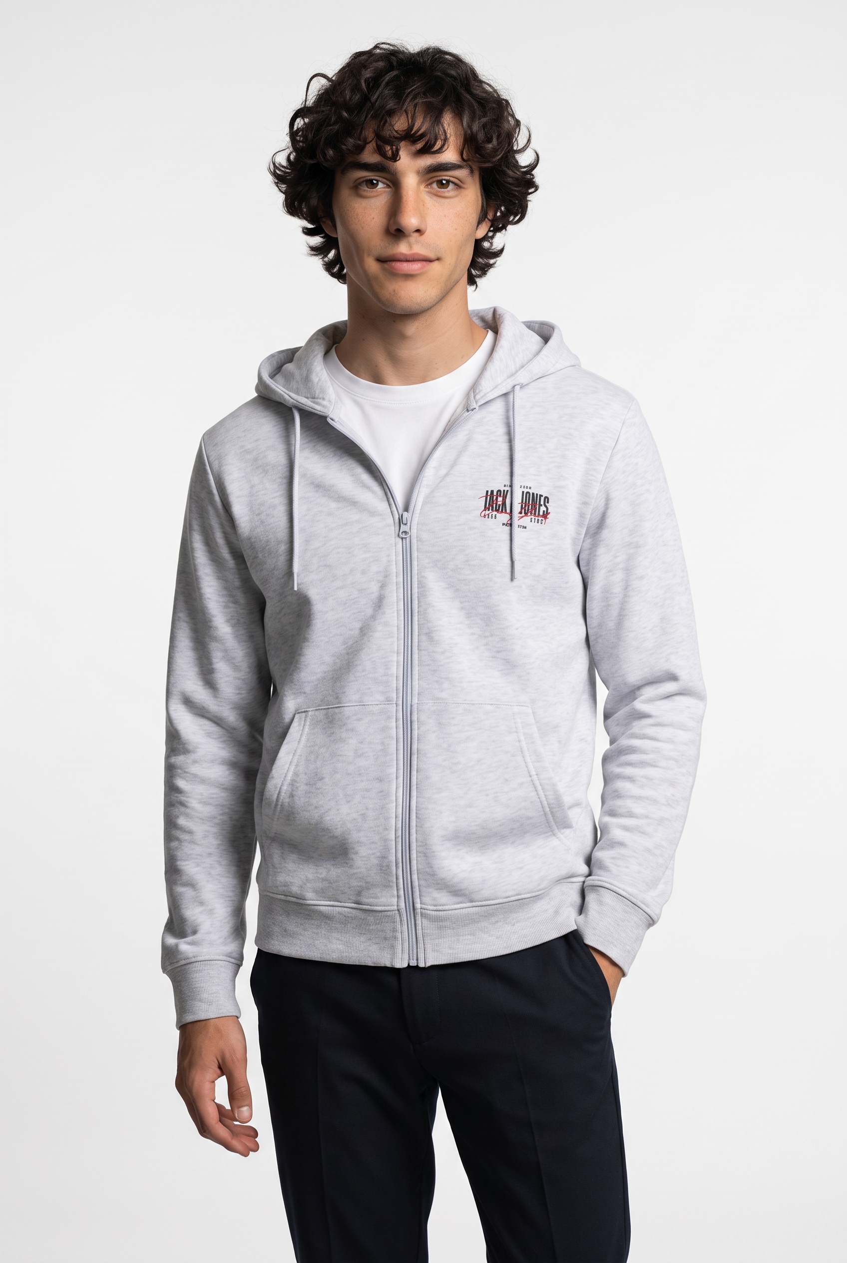 Jack & Jones Kapuzensweatjacke "JJAERO SWEAT ZIP HOOD" Materialmix, regular fit
