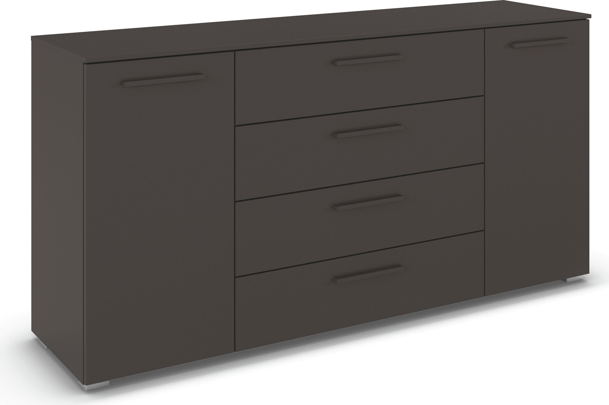 rauch Kombikommode "Sideboard Schubkommode Kommode MONTCLAR Front Dekor/Hochglanz/Glas" Breite 160 / Höhe 81 cm, 2 Einlegeböden, inkl. Soft-Close-Funktion, 2-türig, 4 geräumige Schubladen, viele Griffvarianten MADE IN GERMANY