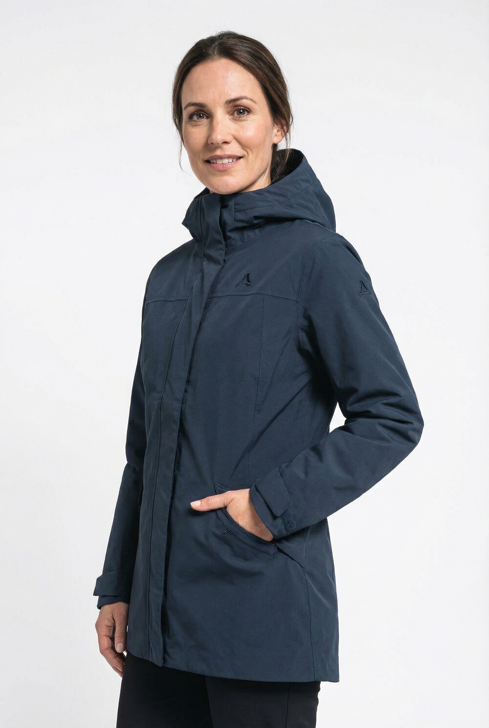 Schöffel Regenjacke "CIRC Jacket Style Smue WMN" mit Kapuze wasserdicht, winddicht, atmungsaktiv, mit Kapuze mit Kordelzug