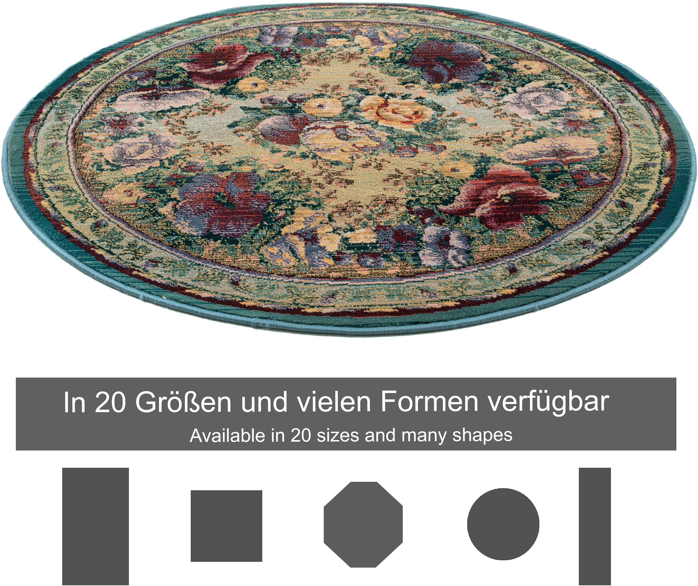 THEKO Teppich »Gabiro 72«, rund, 10 mm Höhe, Orient-Optik, Vintage Design, ideal im Wohnzimmer & Schlafzimmer