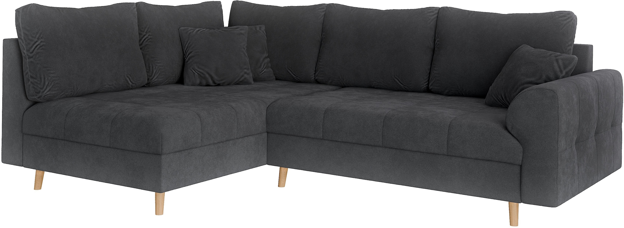 Home affaire Ecksofa »CHARRE L-Form mit Ottomane, Maße B/T/H: 231/161/81 cm«, feine Steppung, lose Rücken- und Zierkissen, auch in Cord und Bouclé