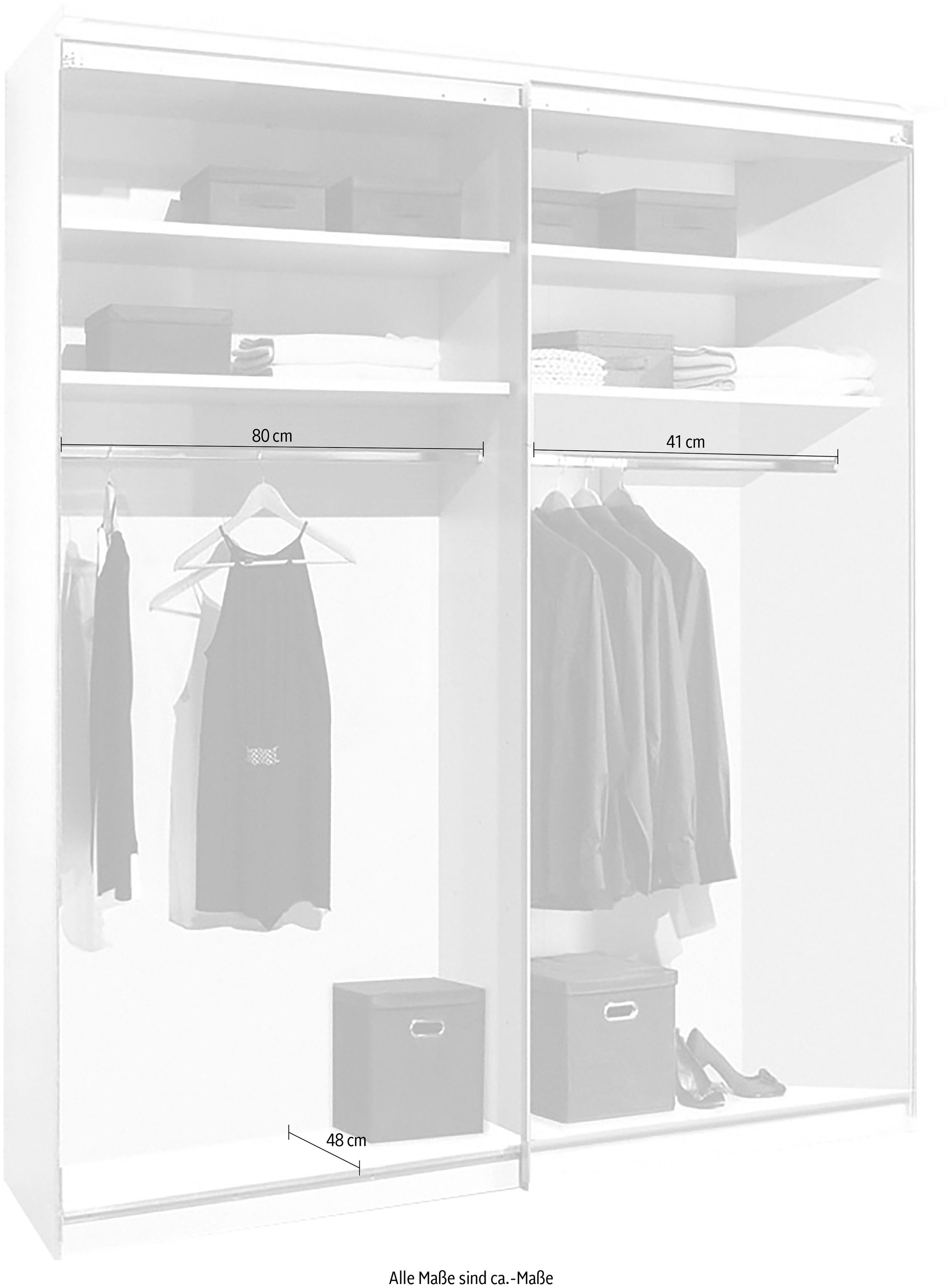 STAUD Schwebetürenschrank »Sinfonie Plus, edles Design in hochwertiger Qualität, Made in Germany«, Mittelband in Mattglas und vier verschiedenen Ausstattungsvarianten