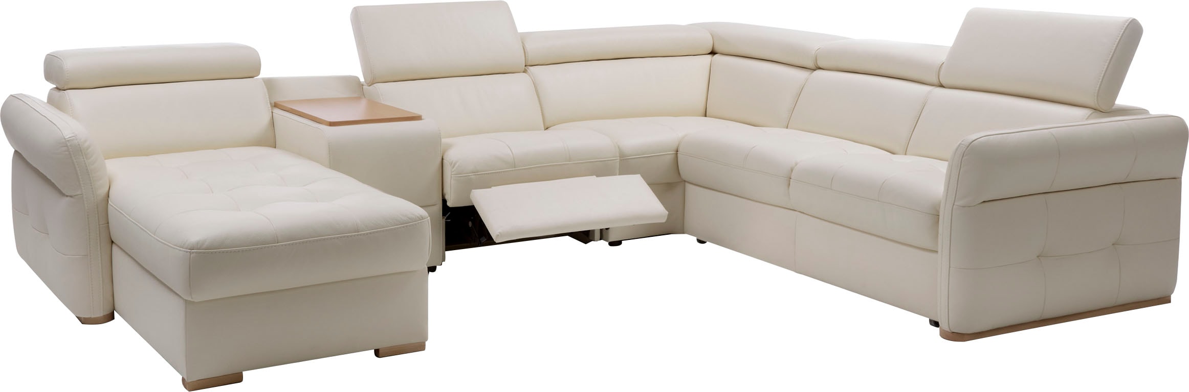 exxpo - sofa fashion Wohnlandschaft »Massimo, Familien Sofa mit viel Platz, Lederbezug, bequem, komfortabel«, U-Form, inkl. Bettfunktion, Bettkasten, elektr. Relaxfunktion