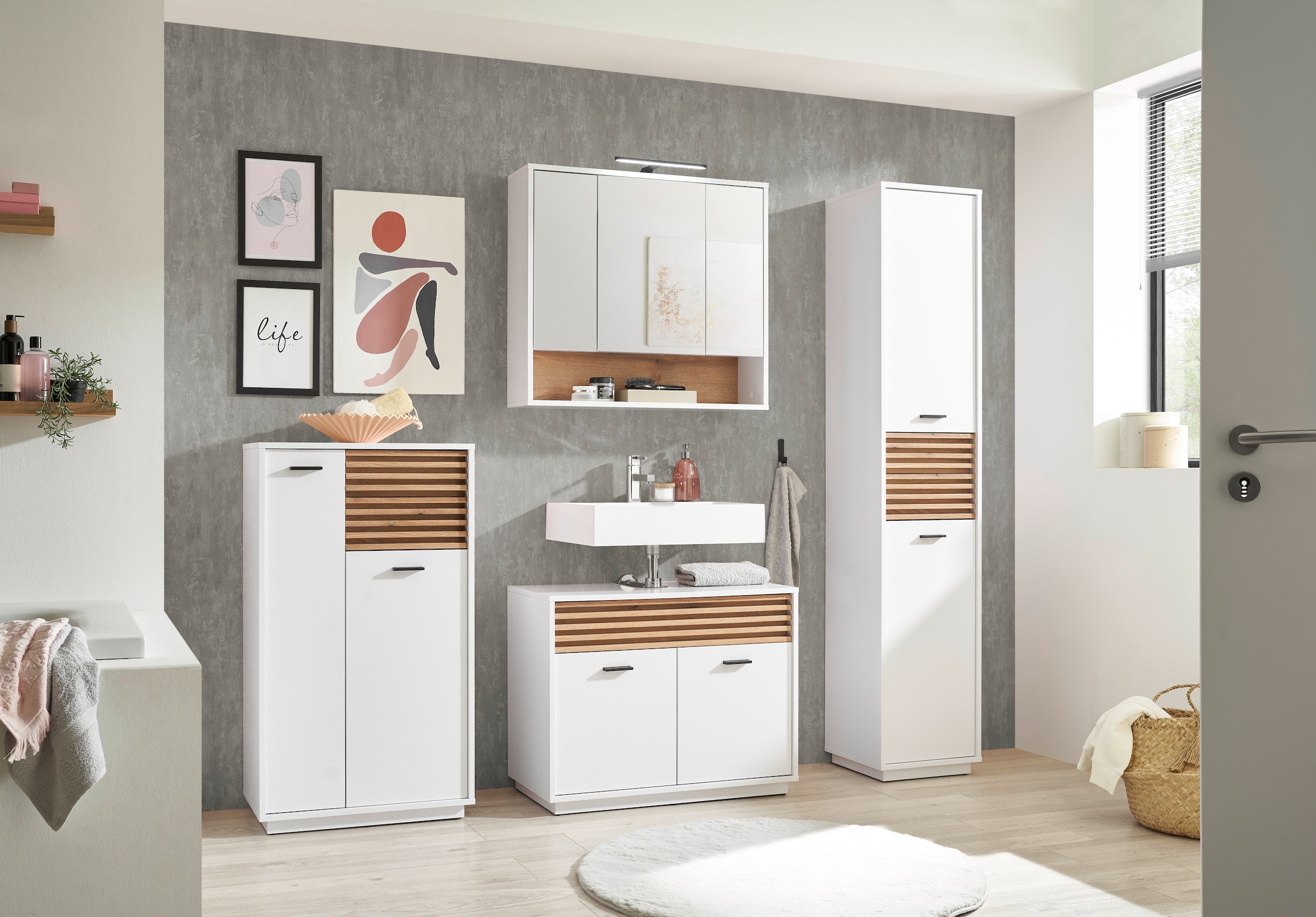 BASIC by Balculina Midischrank »Liguria B/H/T 60x106x35 cm« 1 Stk. tlg. Breite 60cm, Unterflurauszug, FSC-Mix 70%