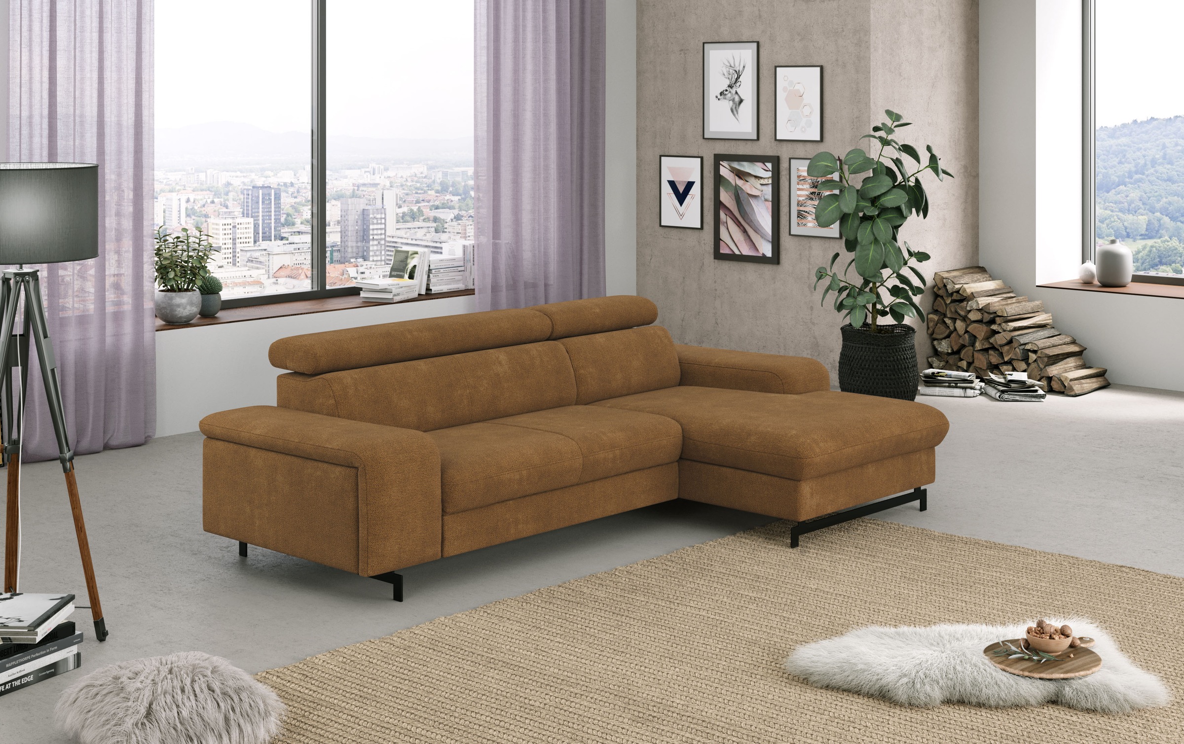 COTTA Ecksofa "Emma L-Form", Verstellbare Kopfstützen, optional mit Schlaff günstig online kaufen