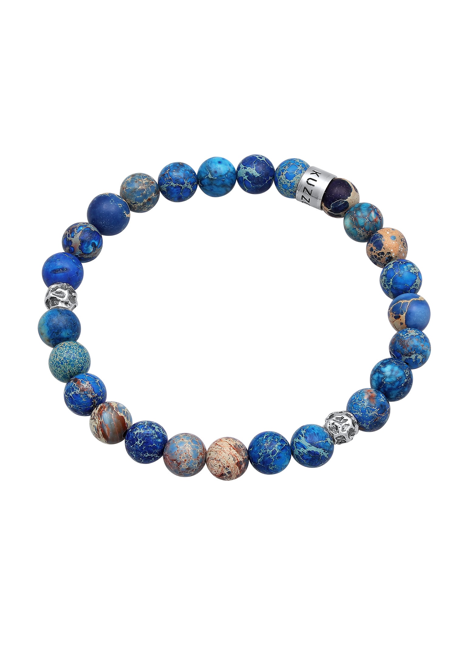 Kuzzoi Armband »Herren Achat Perlen Blau Beads 925 Silber«
