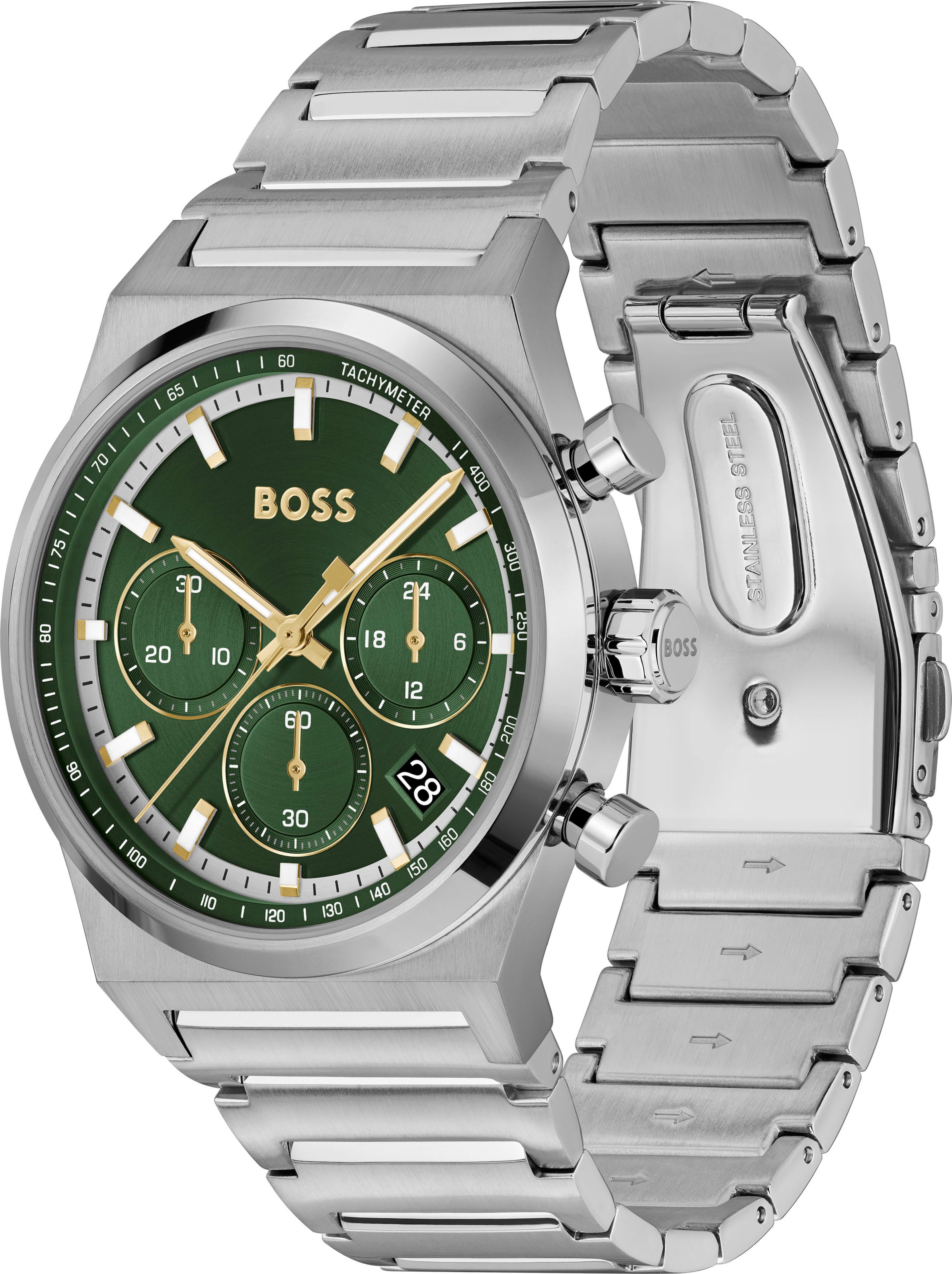BOSS Chronograph »CANDOR CHRONO«, Quarzuhr, Armbanduhr, Herrenuhr, Edelstahlarmband, analog, Tag