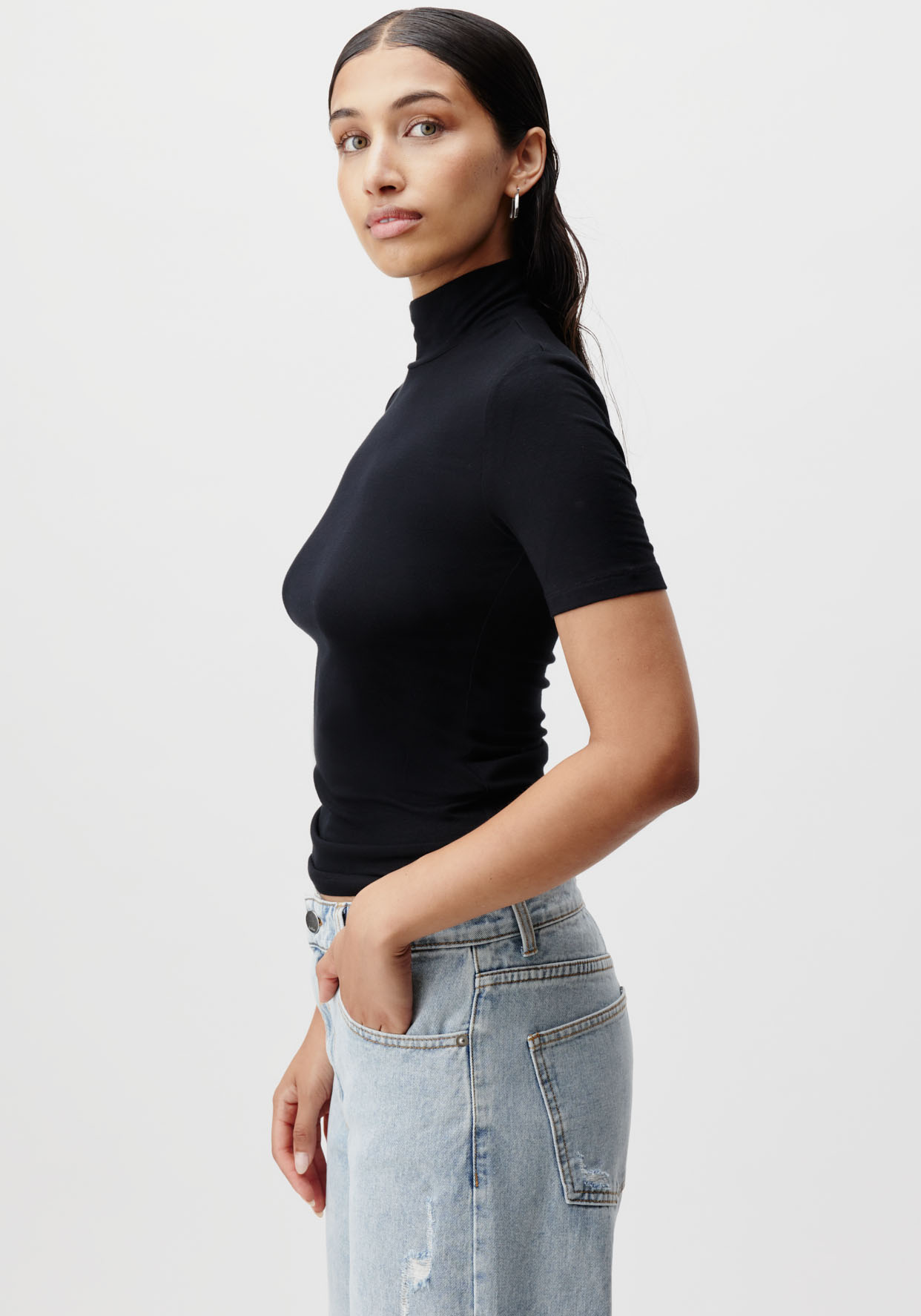 Thumbnail - LeGer T-Shirt "Larina, LeGer by Lena Gercke", figurbetont, Stehkragen