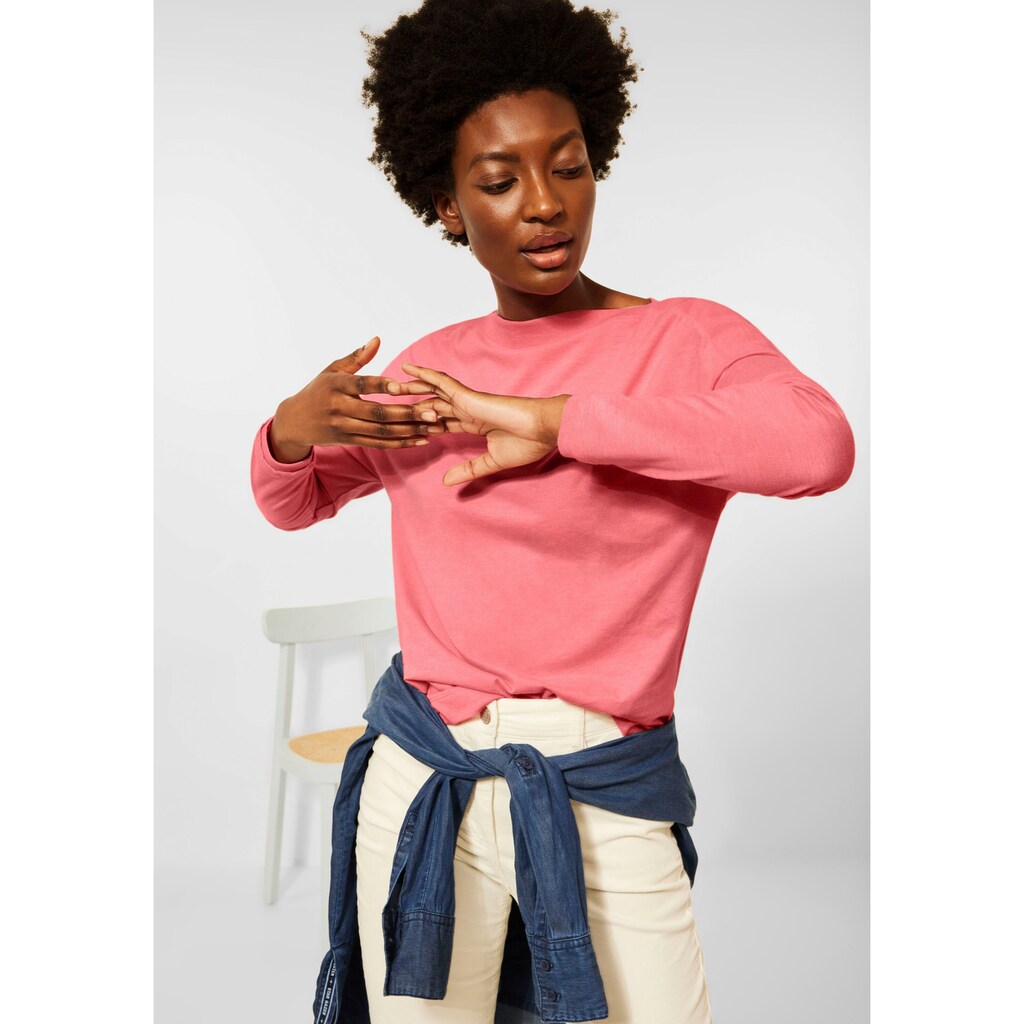 Damenmode Shirts & Sweatshirts Cecil Langarmshirt, in Melange-Optik rosa-meliert Damenmode Shirts & Sweatshirts Cecil Langarmshirt, in Melange-Optik rosa-meliert