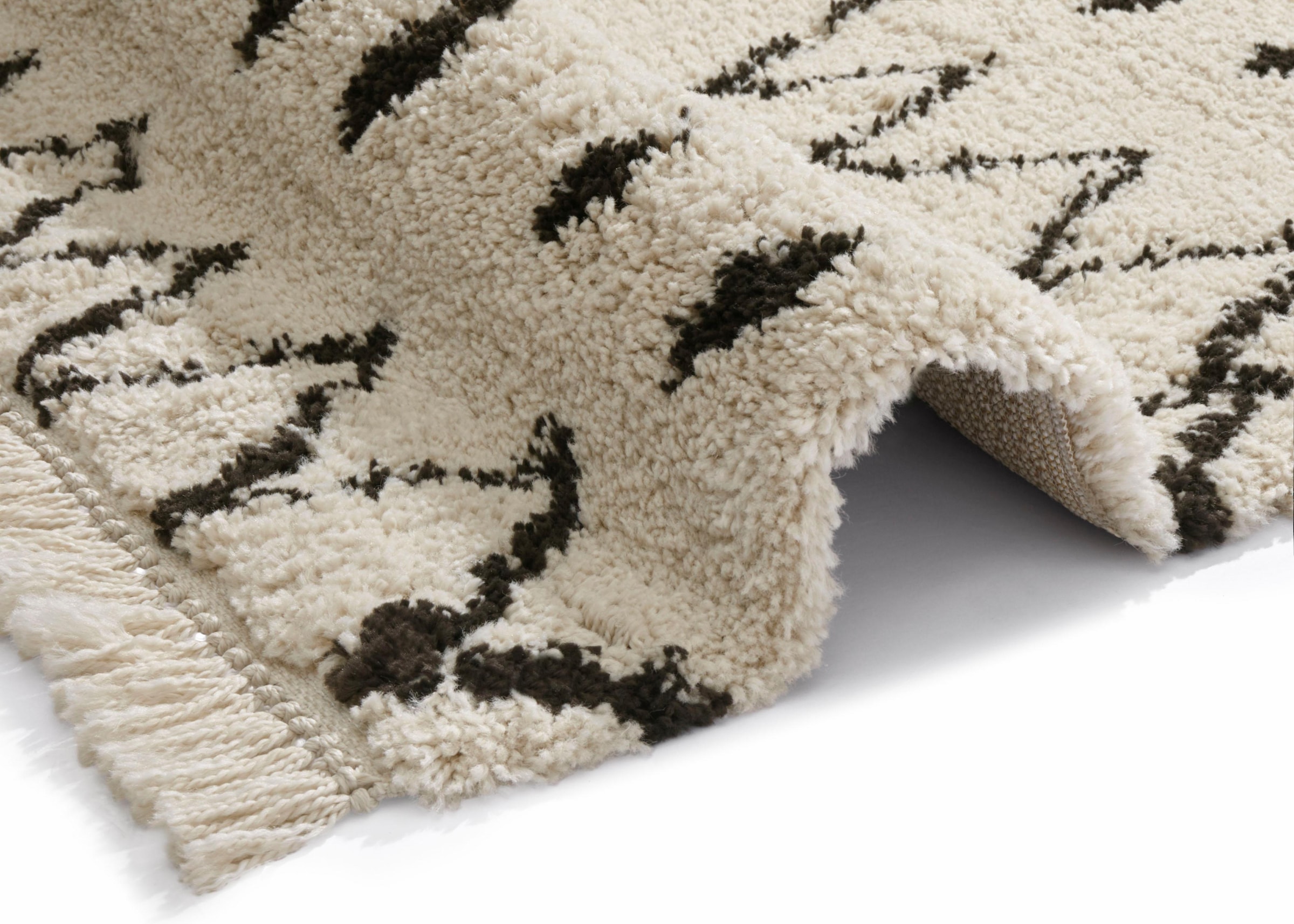freundin Home Collection Hochflor-Teppich »Calla«, rechteckig, 35 mm Höhe, weicher Flor, Zickzack Muster mit Fransen, Robust, Pflegeleicht