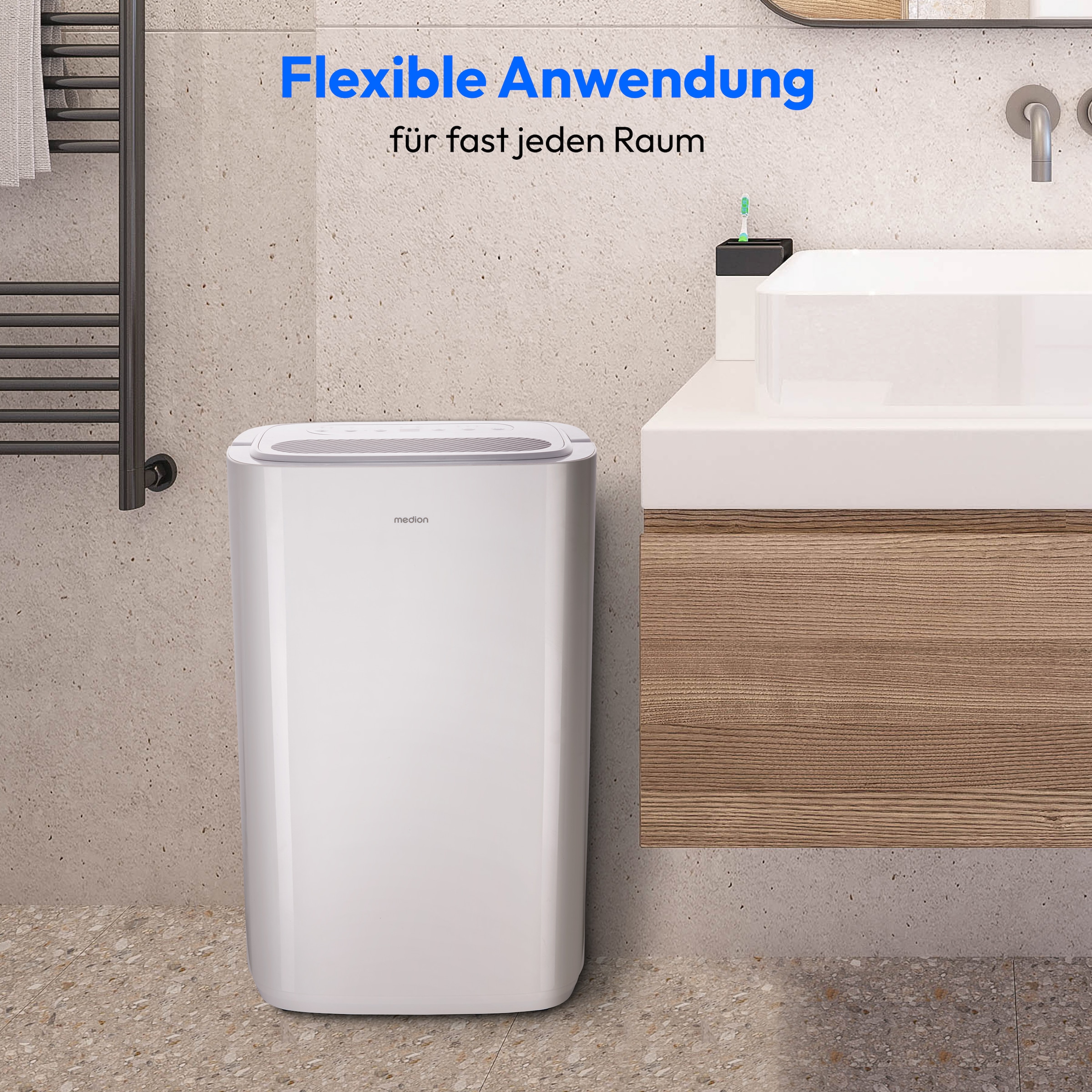 Medion® Luftentfeuchter »DH20 (MD12048), für Räume bis zu 20m²«, Entfeuchtung 20 l/Tag, Tank 5,4 l, Entfeuchtungsleistung 20L/Tag, Volumen Wassertank 5,4L, 3 Modi