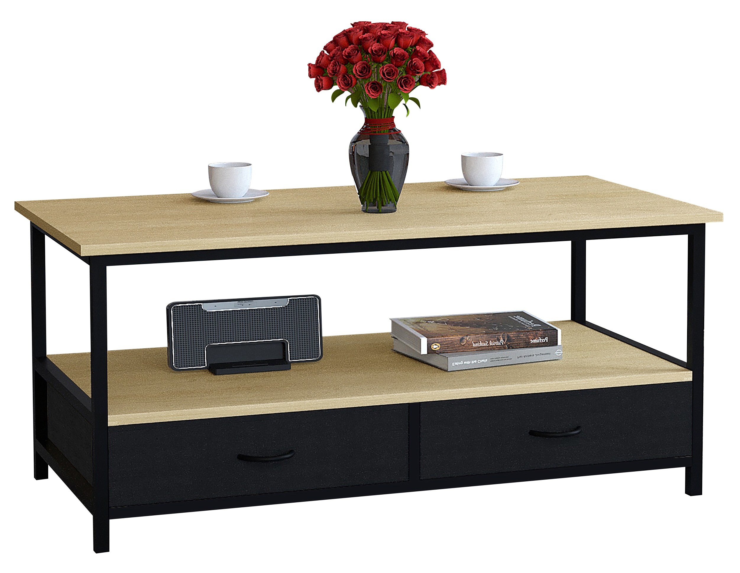 VCM Couchtisch "Metall Holz Schublade Sofatisch Couchtisch Flonila" 1 Stk. tlg.