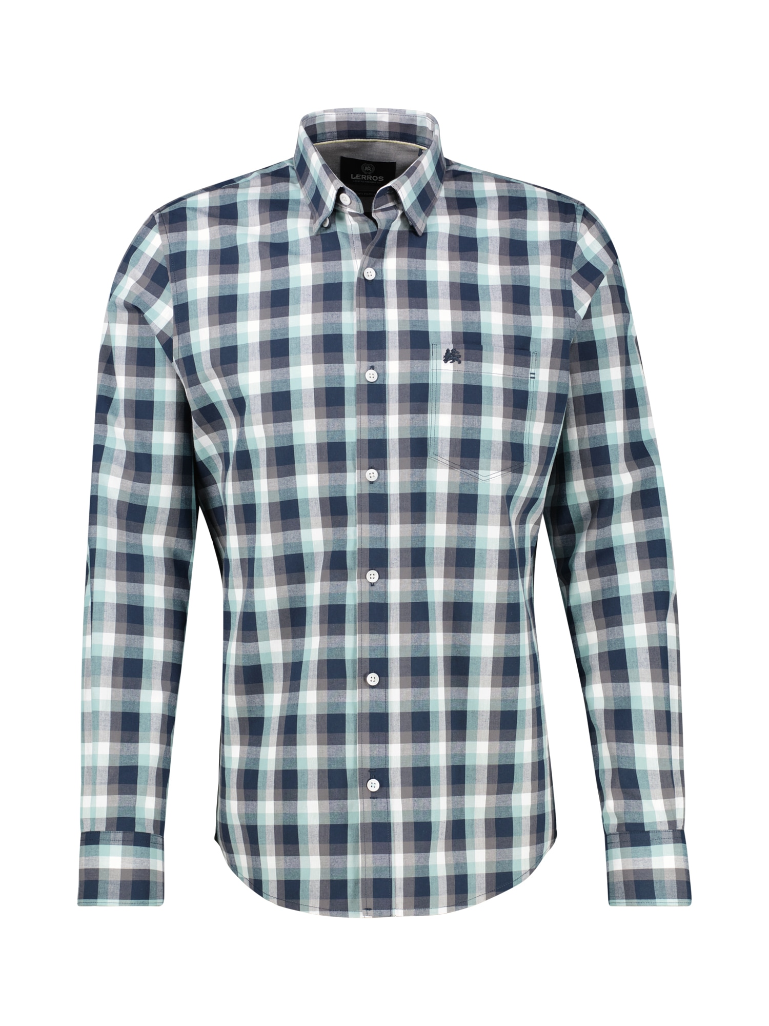 LERROS Langarmhemd »LERROS Karohemd mit Kentkragen und Brusttasche«