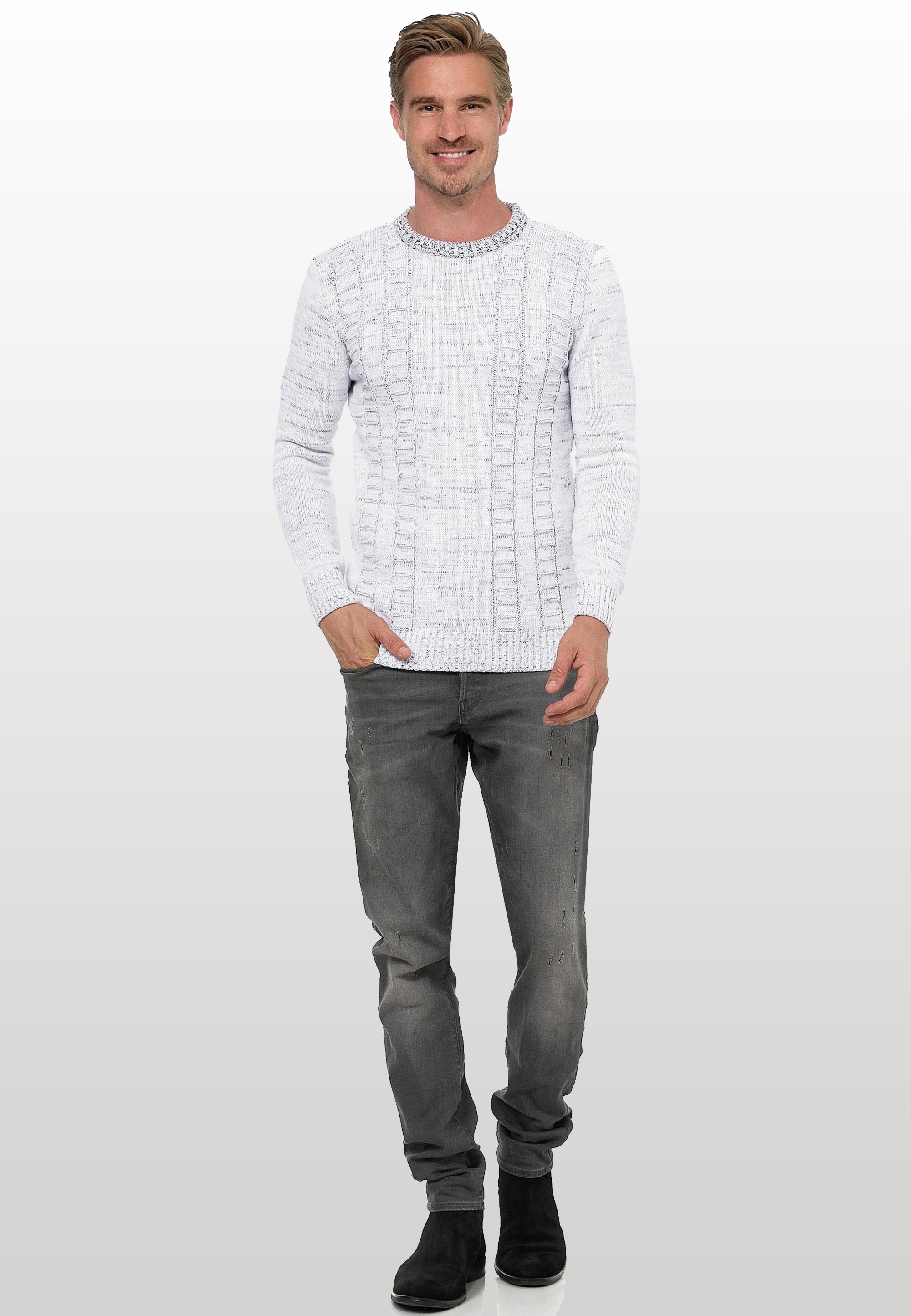 Rusty Neal Strickpullover, mit meliertem Design