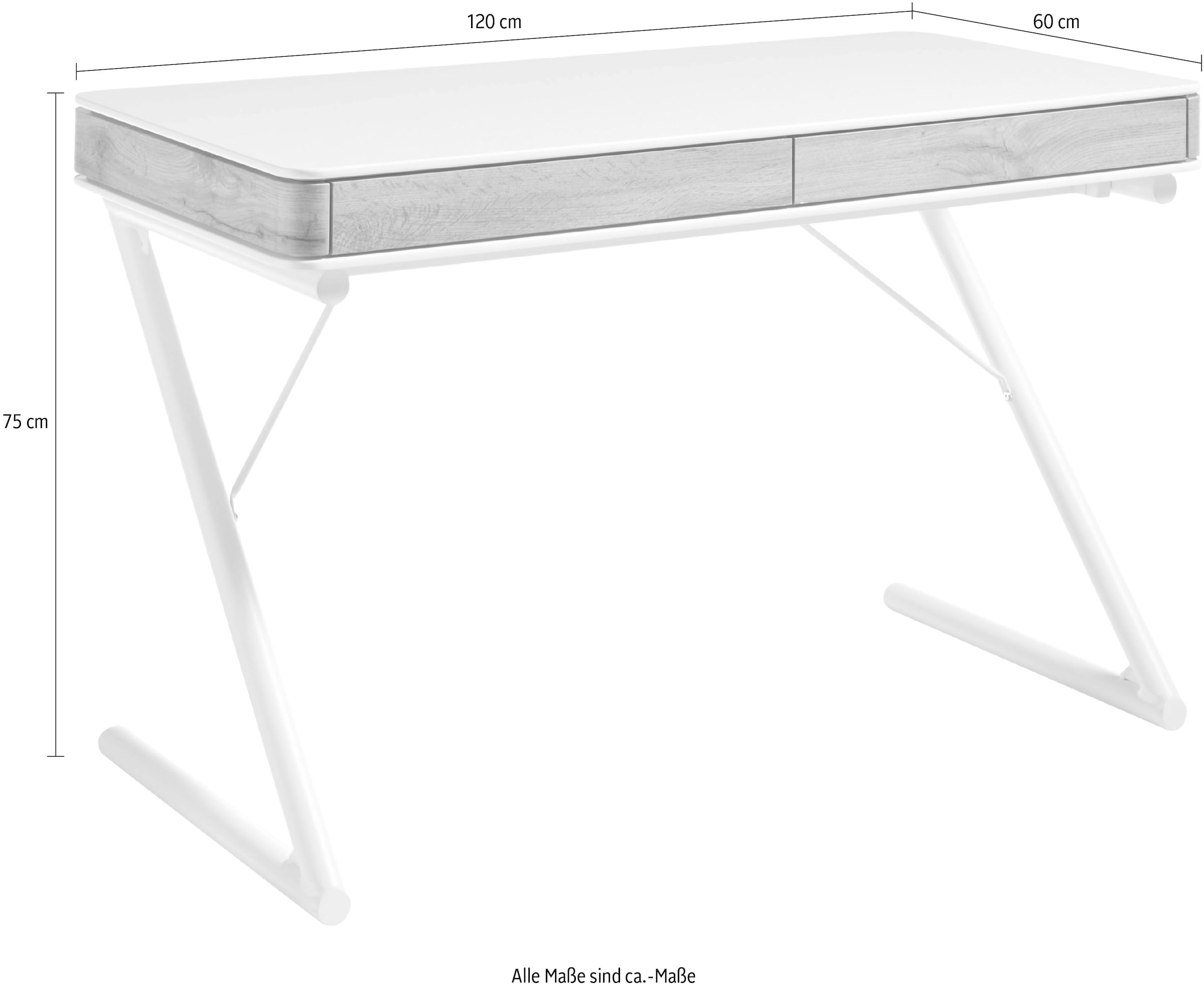 MCA furniture Schreibtisch »Bukarest«, weiß matt mit Schubladen, Breite 120 cm