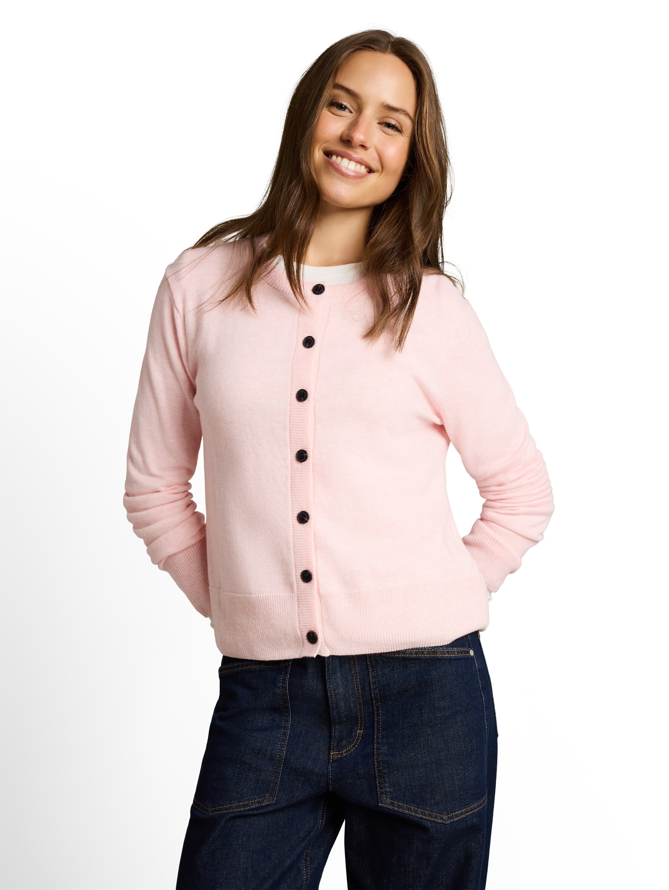 TOM TAILOR Cardigan "Regular" mit Knopfleiste / Rundhals