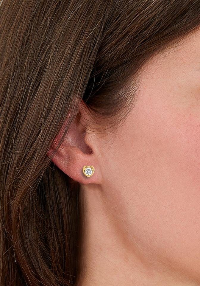 Amor Paar Ohrstecker »Herzen« mit Zirkonia (synth.)