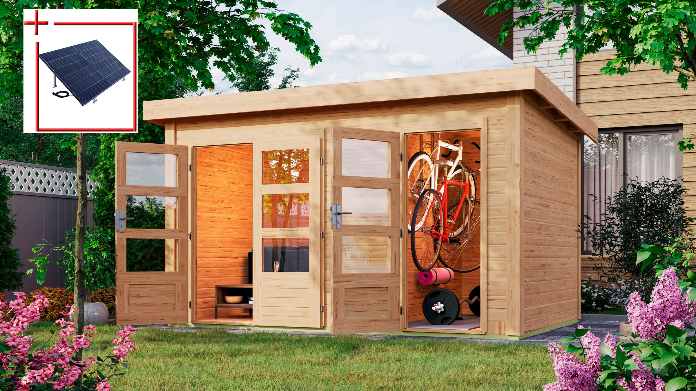 Gartenhaus KARIBU, grau, Holzwerkstoff, Gartenhäuser, "Prenzlau"