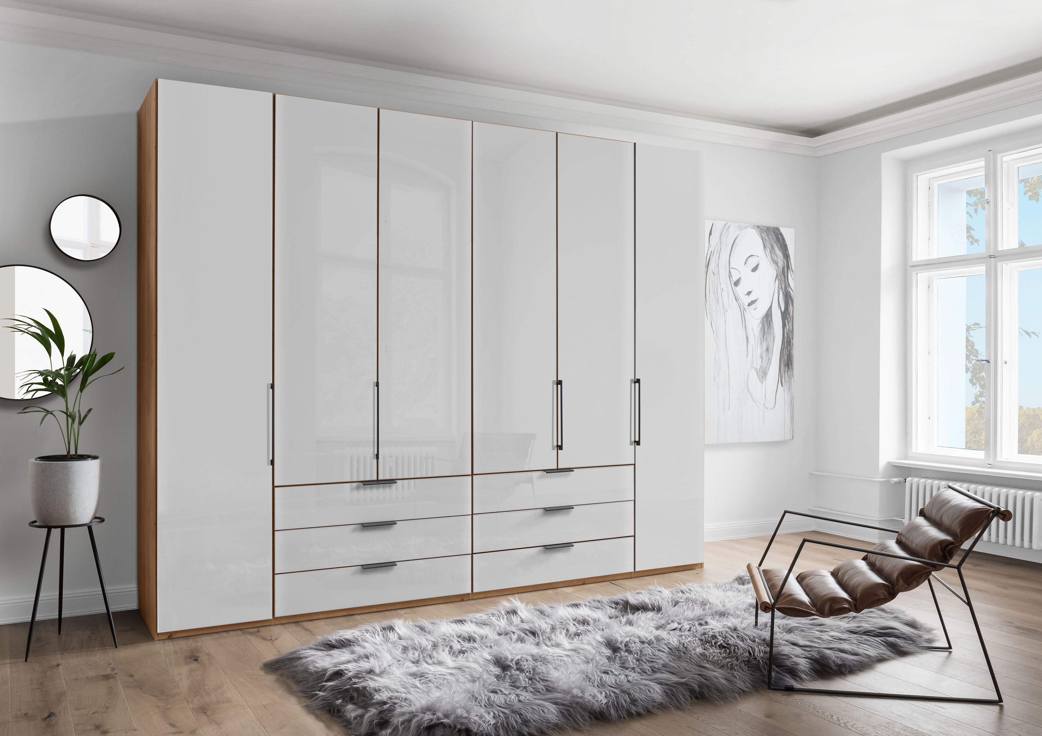 WIEMANN Kleiderschrank "Monaco" mit Glasfront sowie hochwertige Beschläge inkl. Dämpfung