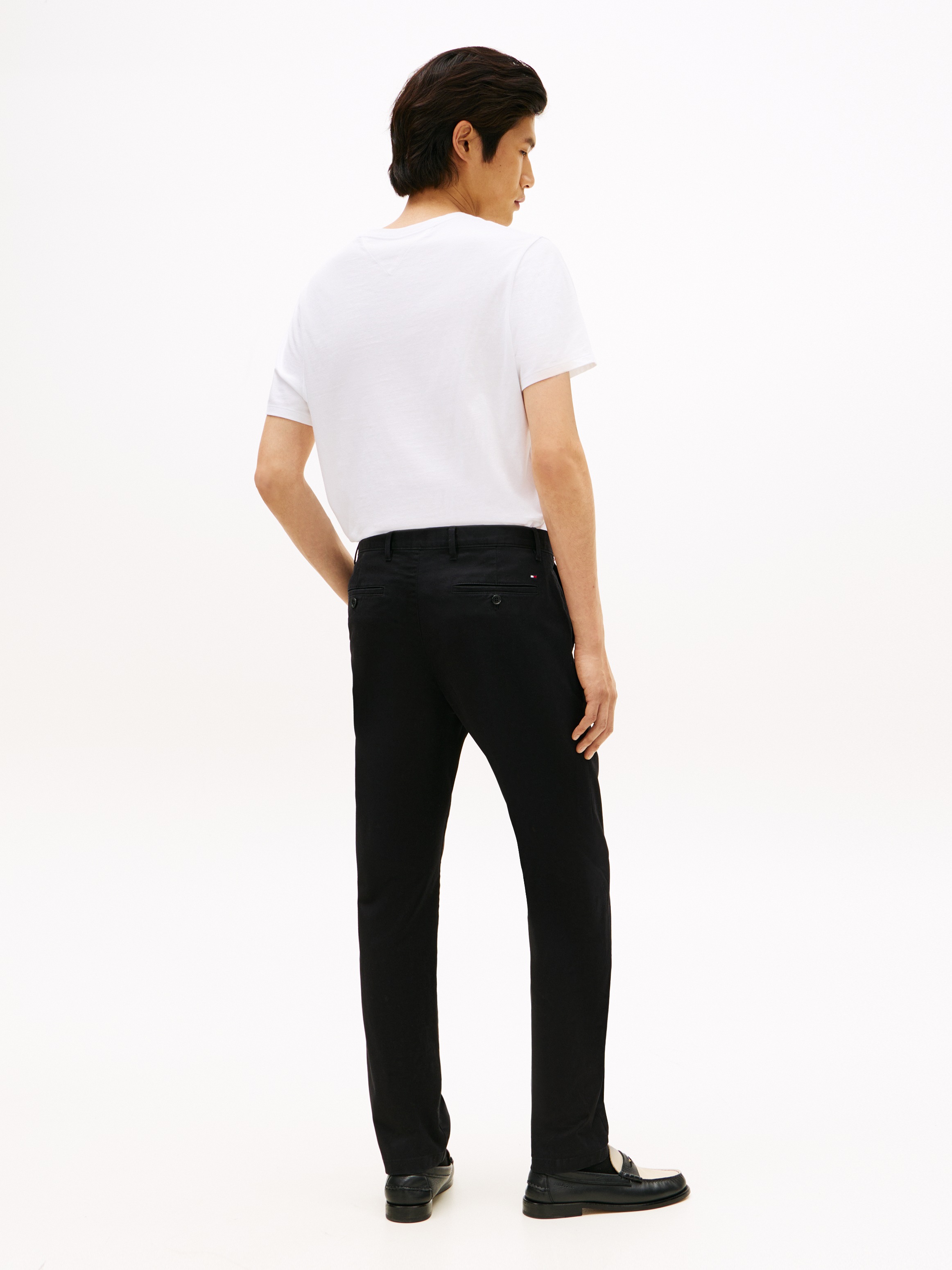 Chinohose TOMMY HILFIGER "HARLEM ESSENTIAL", Herren, Gr. 31, Länge 30, schwarz, Twill, Obermaterial: 97% Baumwolle, 3% Elasthan, unifarben, schmal normal, Hosen Chinohose, Tapered Leg, Basic, schlichtes Design 3
