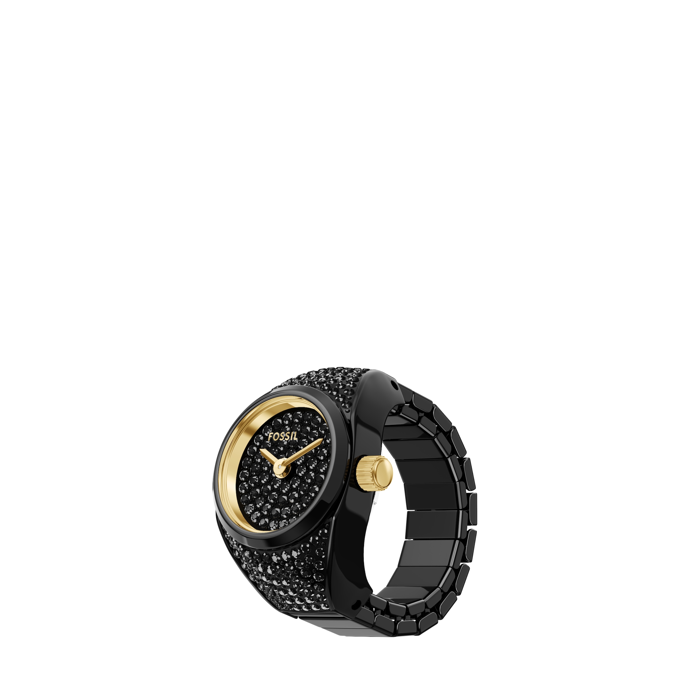 Fossil Quarzuhr »WATCH RING« Armbanduhr, Damenuhr, Edelstahlarmband, analog, Glassteine
