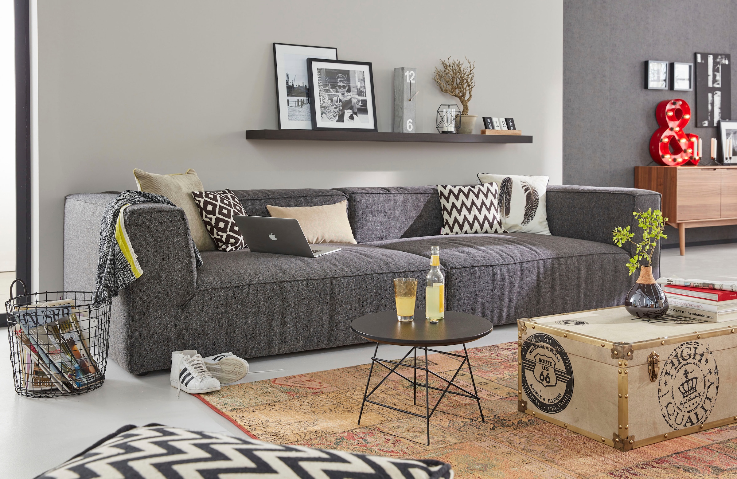 TOM TAILOR HOME Big-Sofa »BIG CUBE«, in 2 Breiten, wahlweise mit Sitztiefenverstellung, Tiefe 129 cm