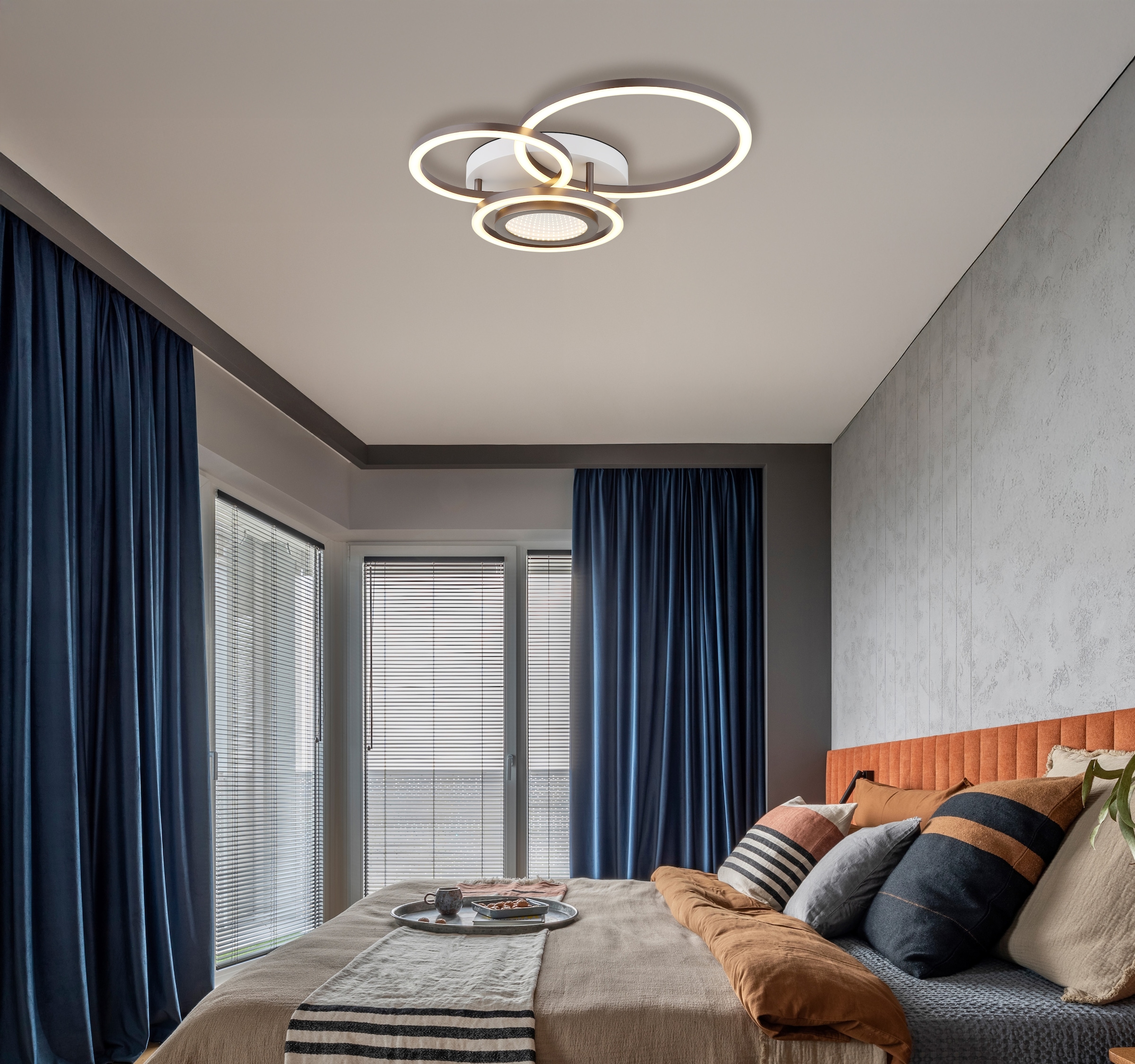 GLOBO LIGHTING Deckenleuchte »RANDELL« LED-Modul 1 Stk. Warmweiß Deckenleuchte Weiß/Kaffee, Opal, 3D-Effekt, LED 40W