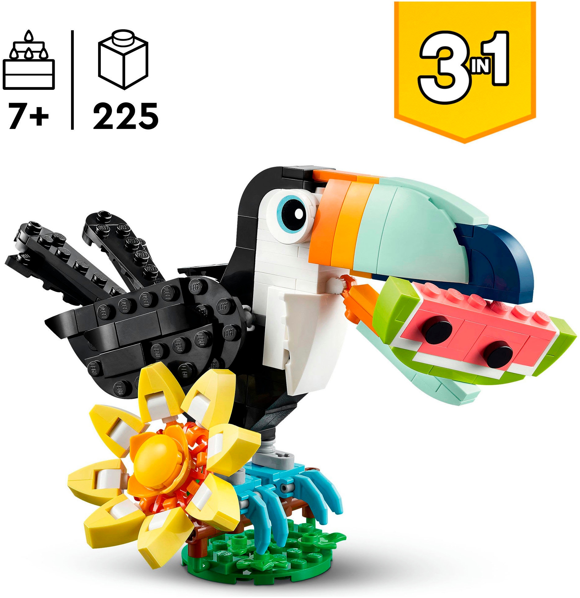 LEGO® Konstruktionsspielsteine »Wilde Tiere: Tropischer Tukan (31173), LEGO LEGO Creator«, (225 St.), Made in Europe